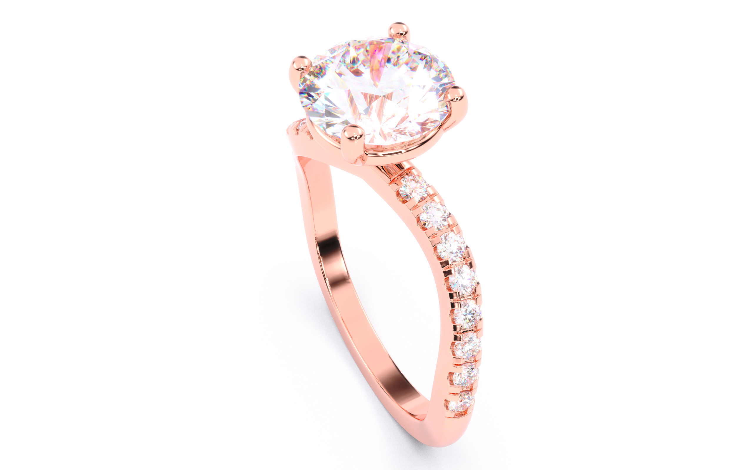 Round Diamond Pave Setting Solitaire Ring  3D print model_22