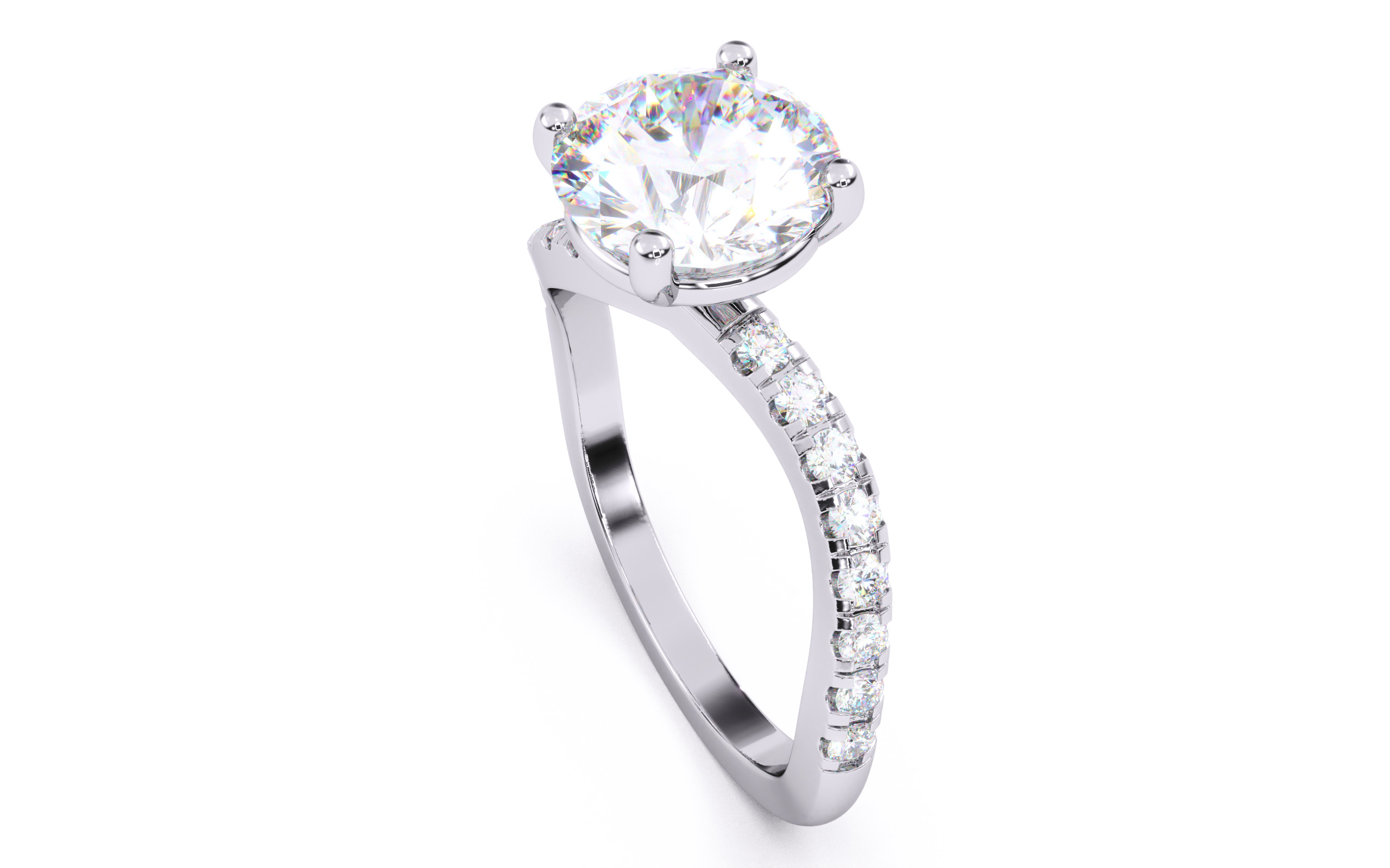 Round Diamond Pave Setting Solitaire Ring  3D print model_24