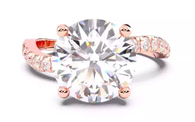 Round Diamond Pave Setting Solitaire Ring  3D print model