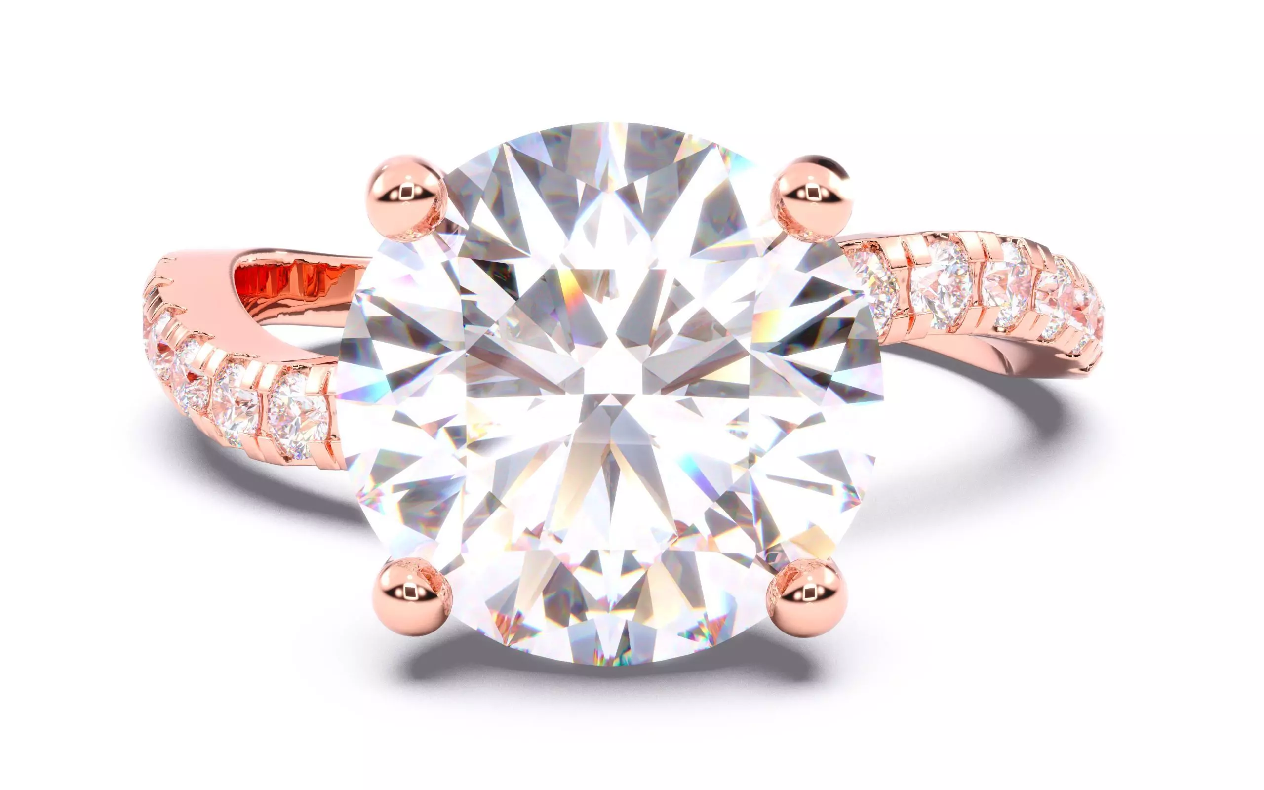 Round Diamond Pave Setting Solitaire Ring  3D print model_0