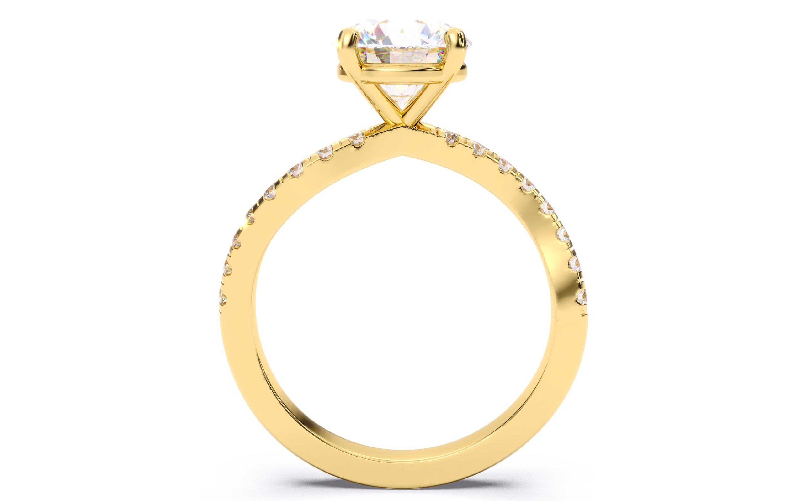 Round Diamond Pave Setting Solitaire Ring  3D print model_6