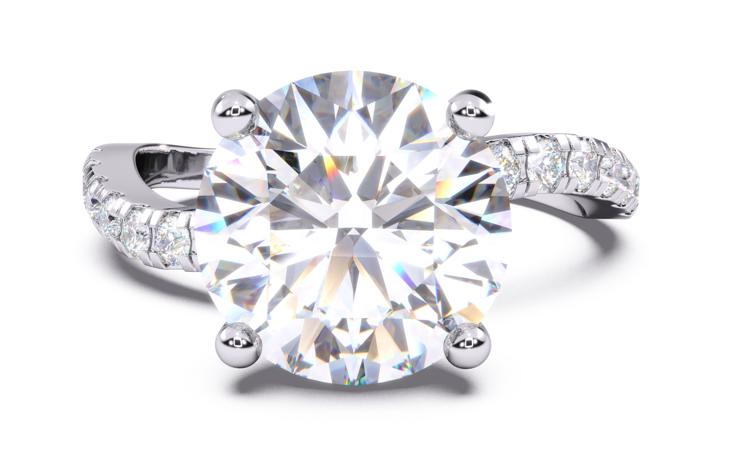 Round Diamond Pave Setting Solitaire Ring  3D print model_13