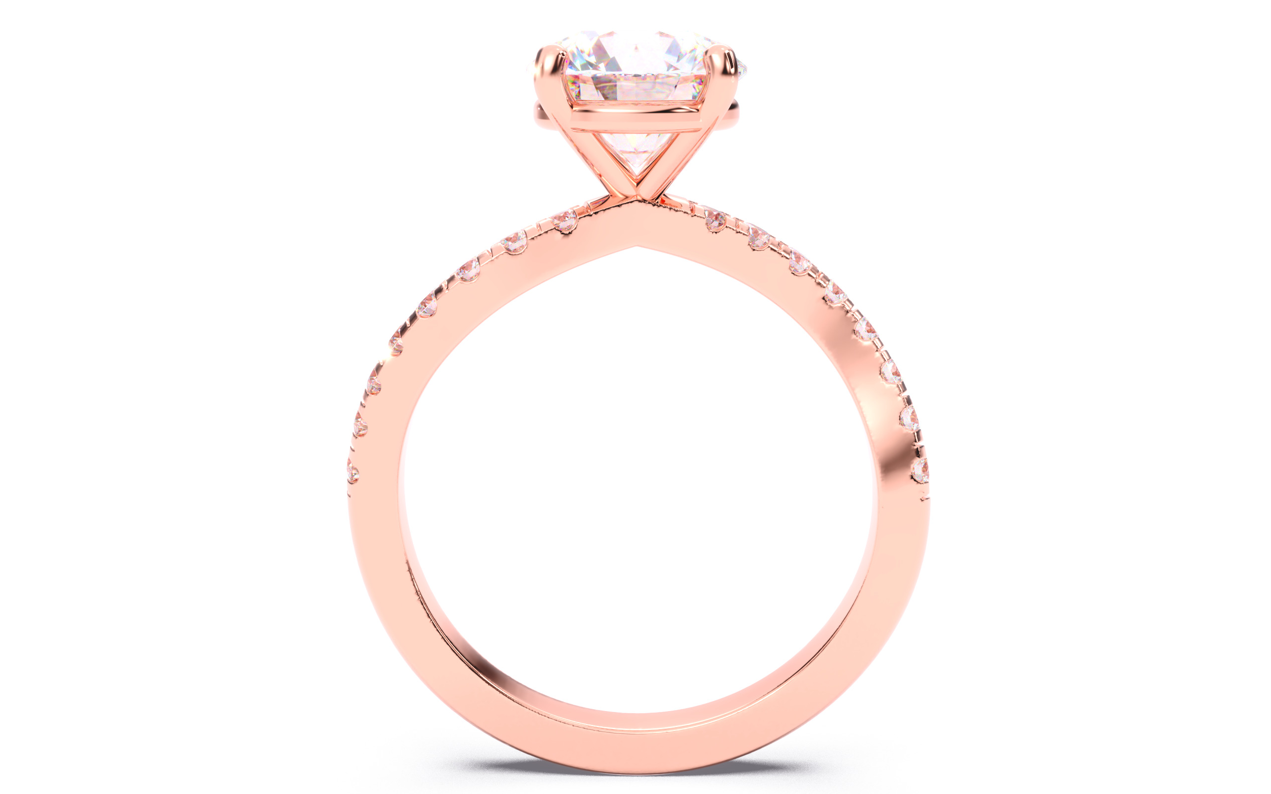 Round Diamond Pave Setting Solitaire Ring  3D print model_9