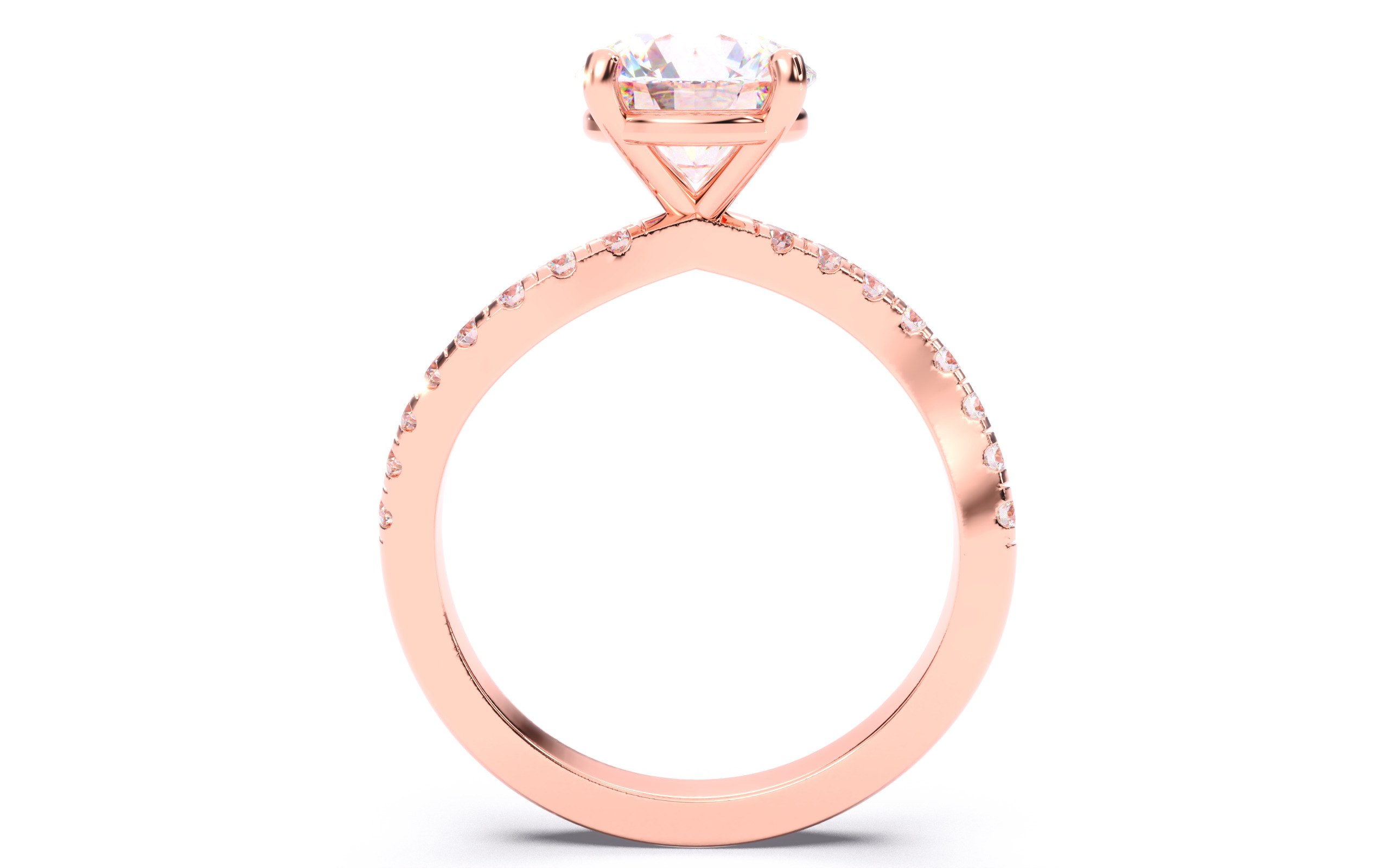 Round Diamond Pave Setting Solitaire Ring  3D print model_10