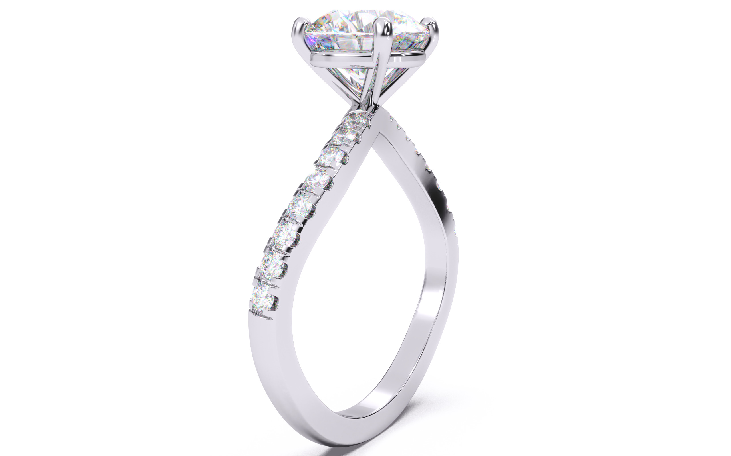 Round Diamond Pave Setting Solitaire Ring  3D print model_18