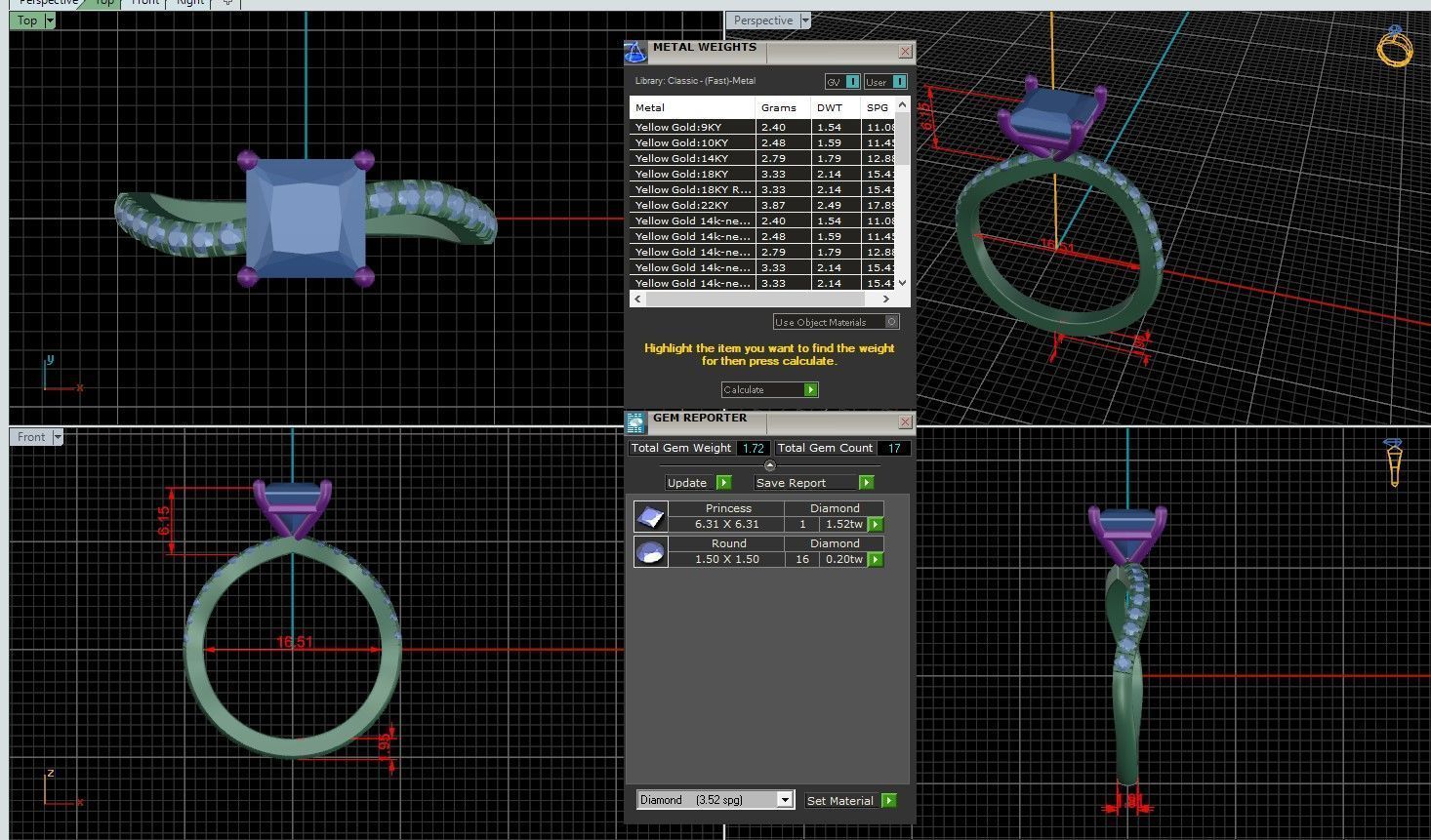 Princess Diamond Pave Setting Solitaire Ring  3D print model_1