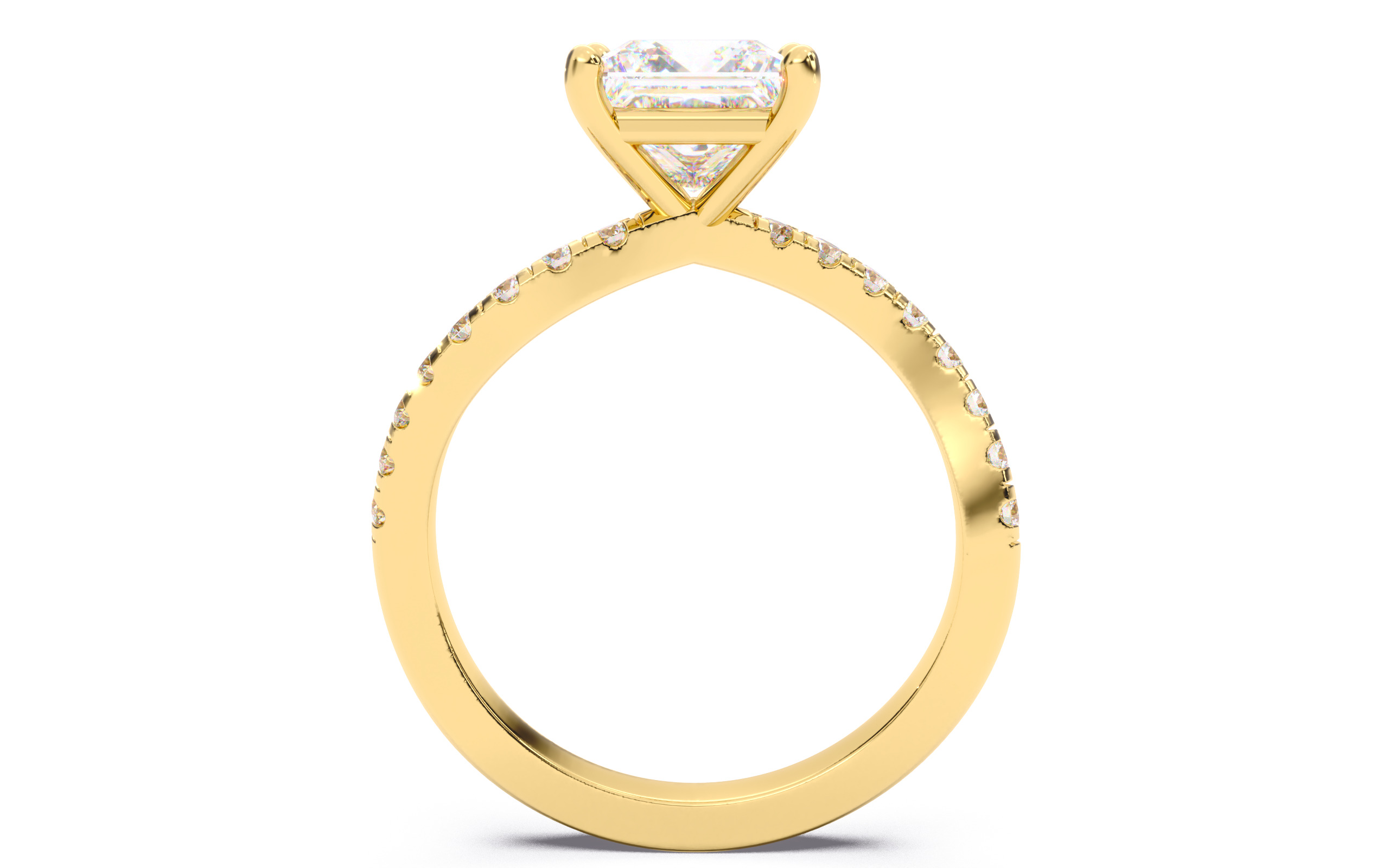 Princess Diamond Pave Setting Solitaire Ring  3D print model_5