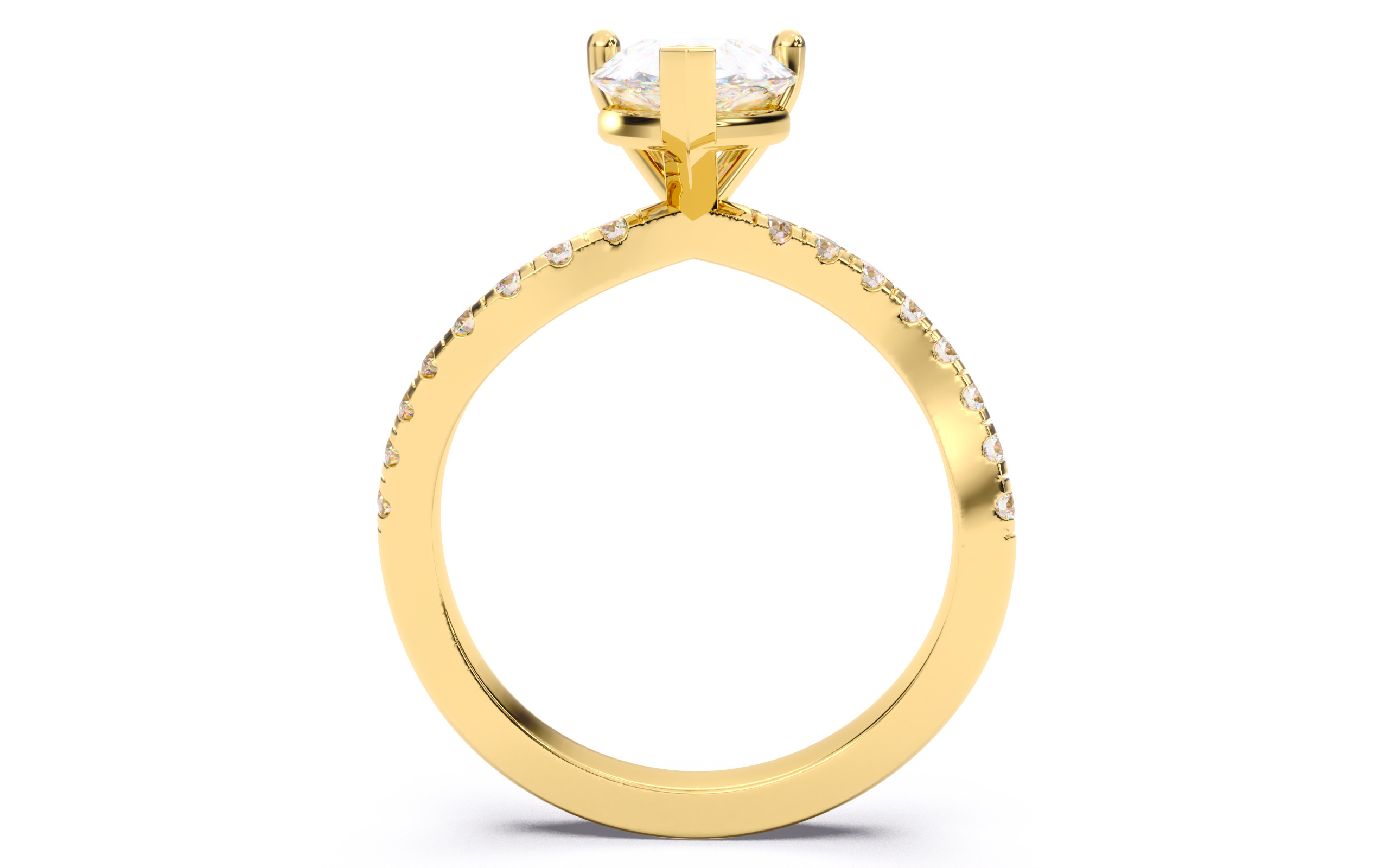 Pear Diamond Pave Setting Solitaire Ring 3D print model_6