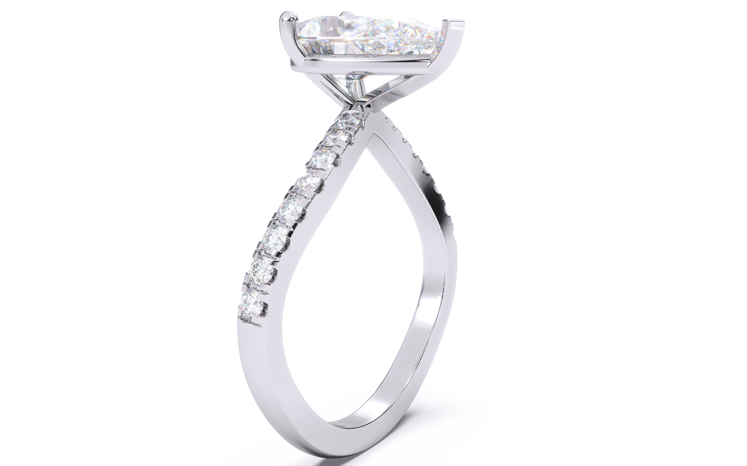 Pear Diamond Pave Setting Solitaire Ring 3D print model_18