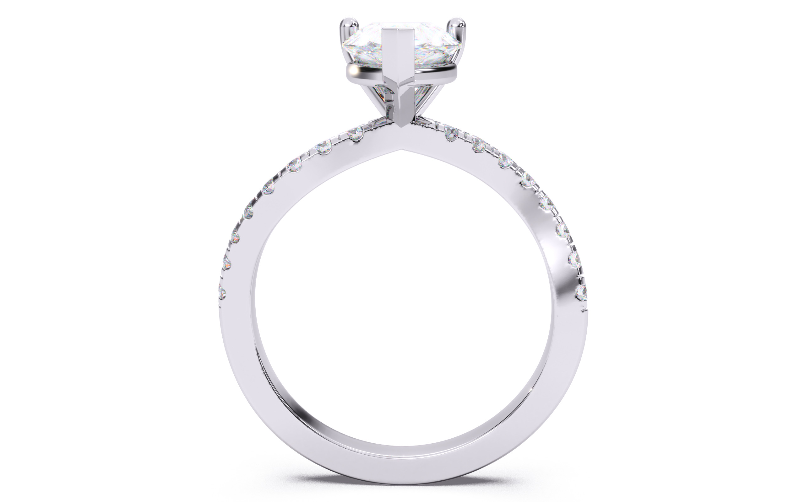Pear Diamond Pave Setting Solitaire Ring 3D print model_7