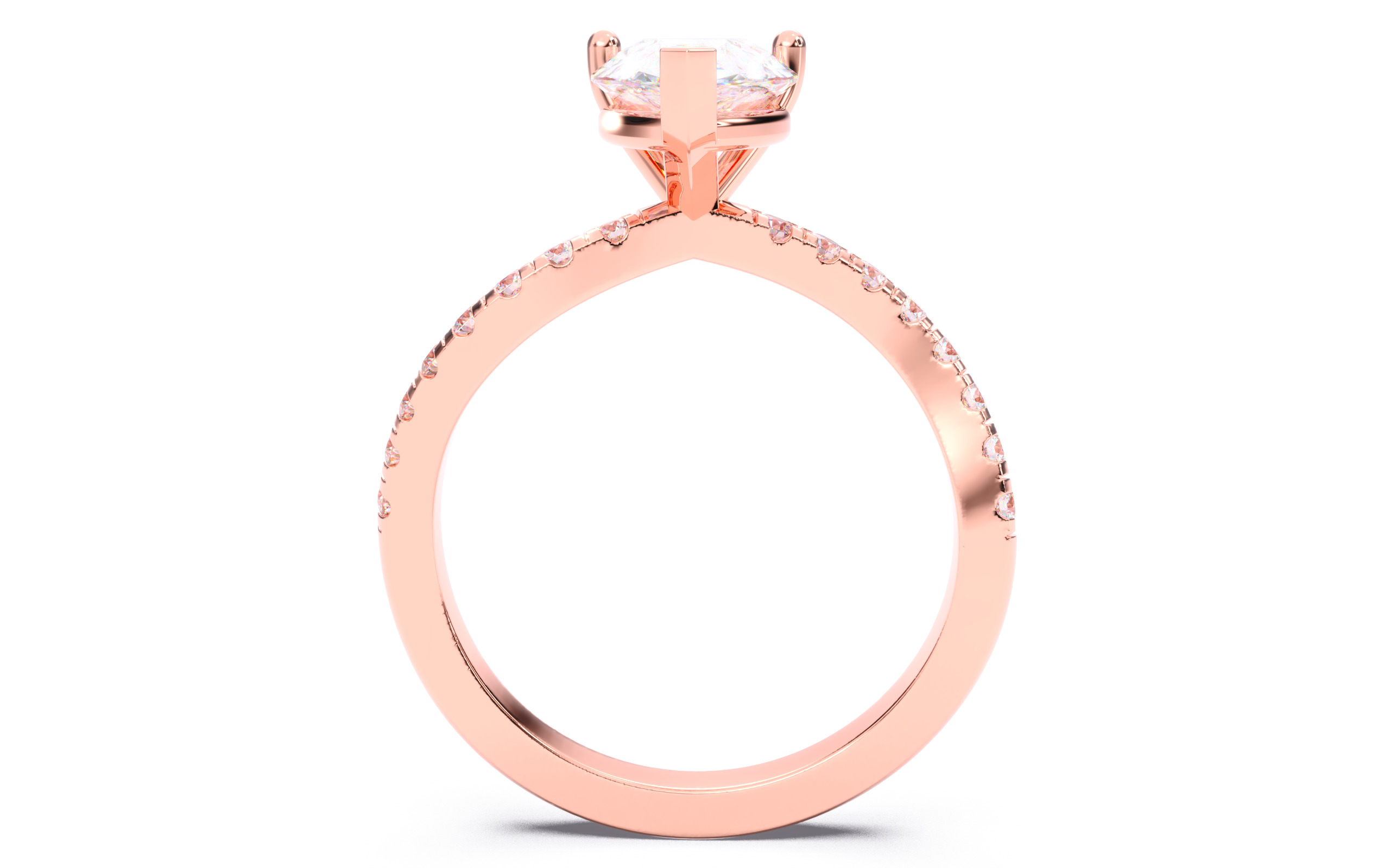 Pear Diamond Pave Setting Solitaire Ring 3D print model_9