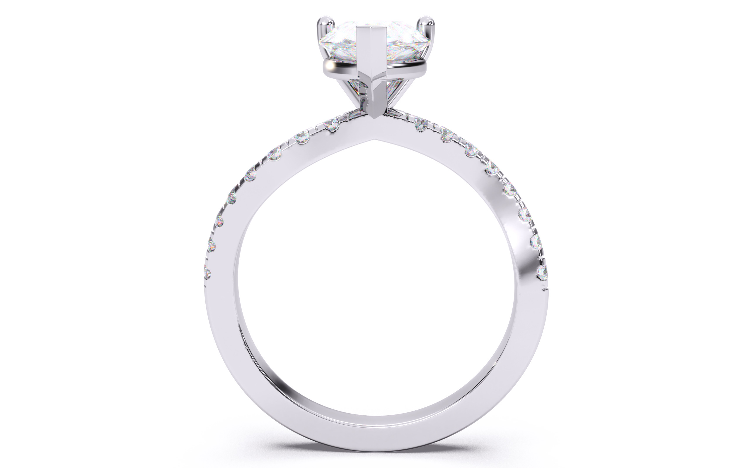 Pear Diamond Pave Setting Solitaire Ring 3D print model_8
