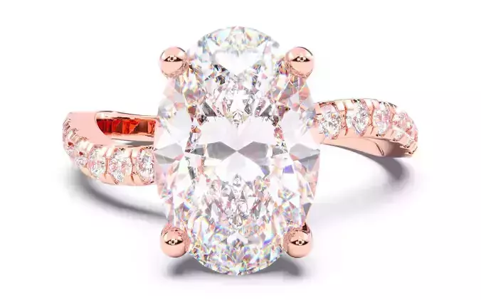 Oval Diamond Pave Setting Solitaire Ring  3D print model