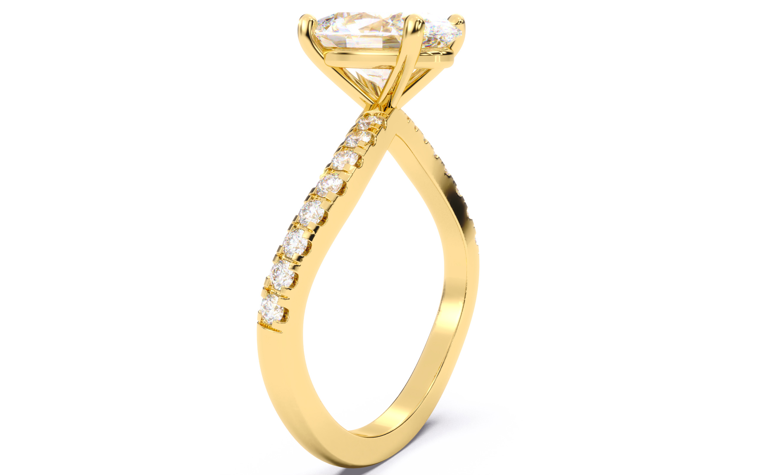 Oval Diamond Pave Setting Solitaire Ring  3D print model_17