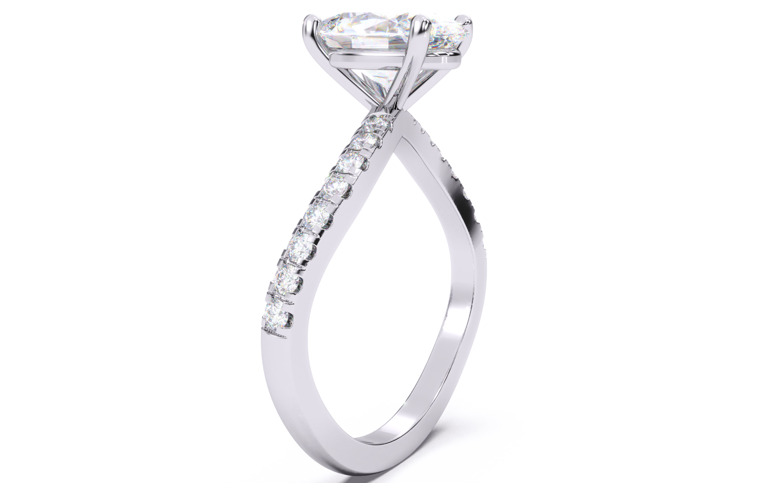 Oval Diamond Pave Setting Solitaire Ring  3D print model_18