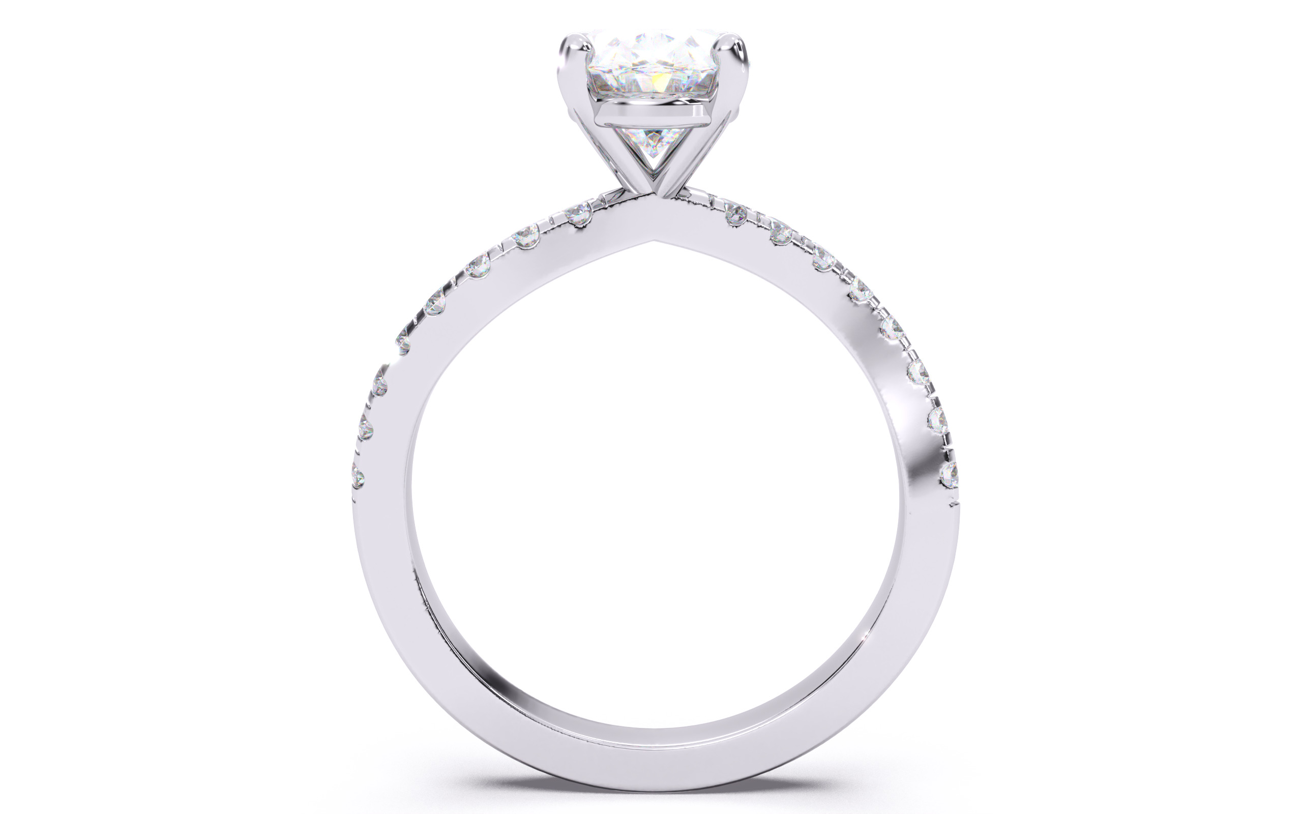 Oval Diamond Pave Setting Solitaire Ring  3D print model_8