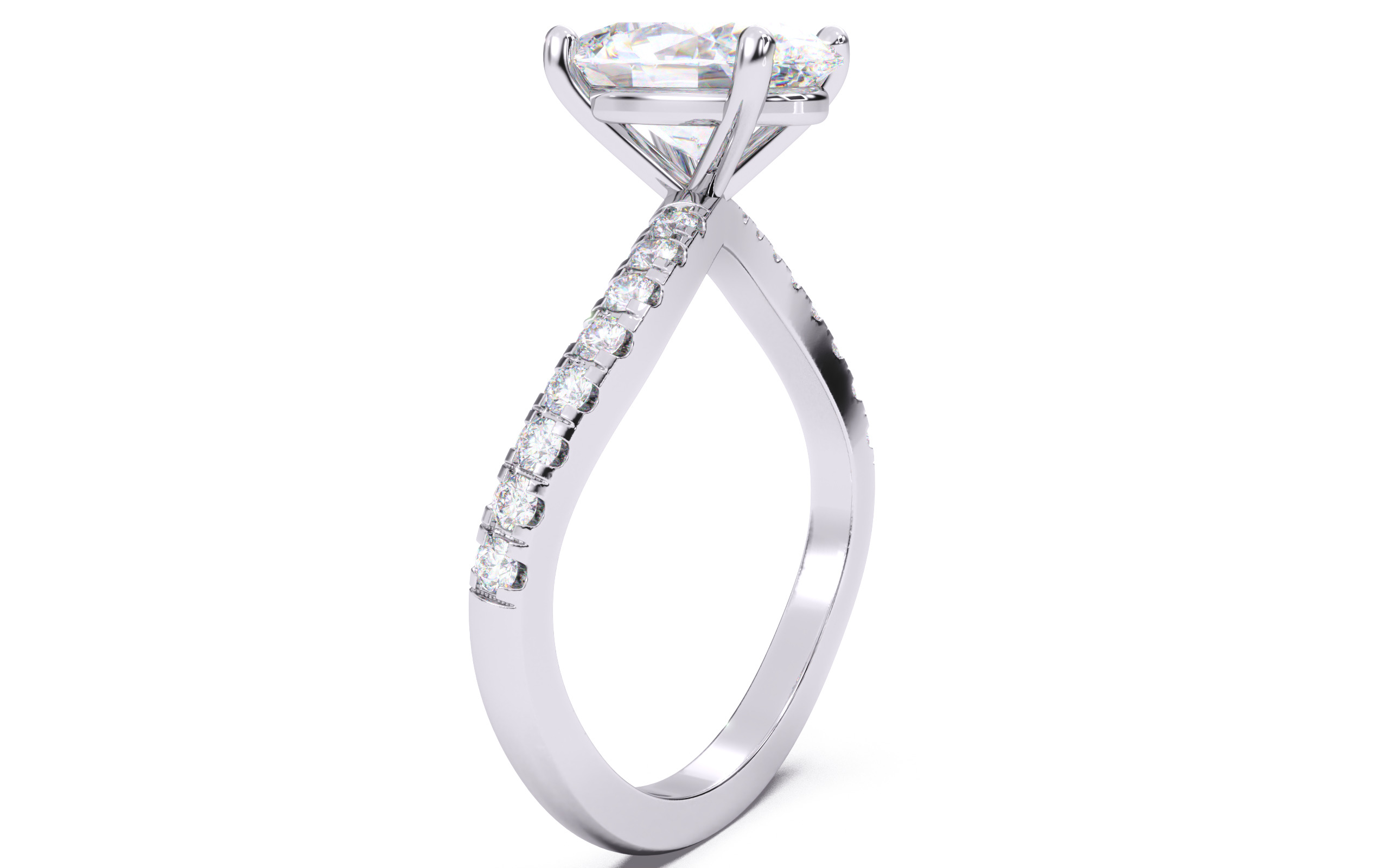 Oval Diamond Pave Setting Solitaire Ring  3D print model_12