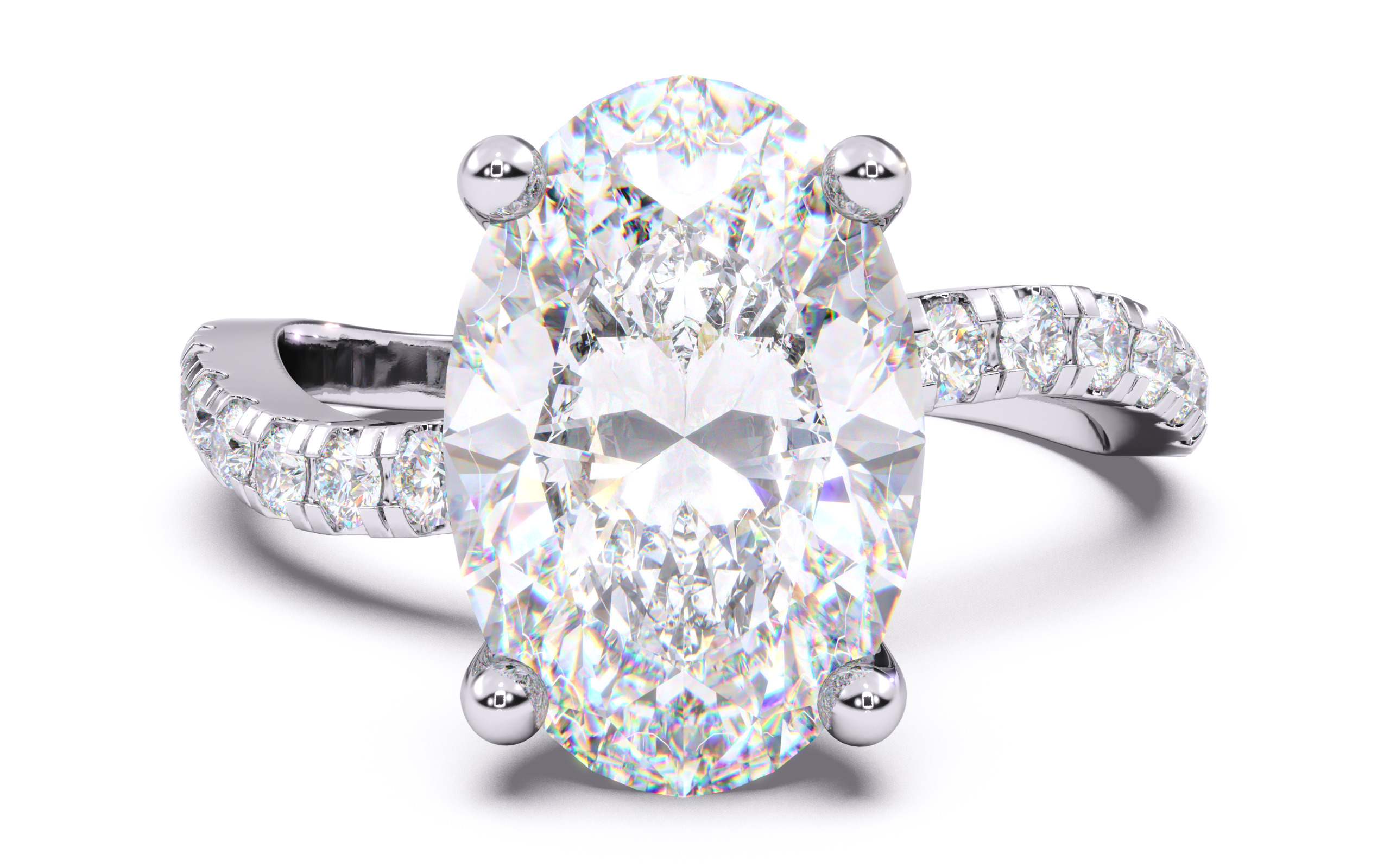 Oval Diamond Pave Setting Solitaire Ring  3D print model_14