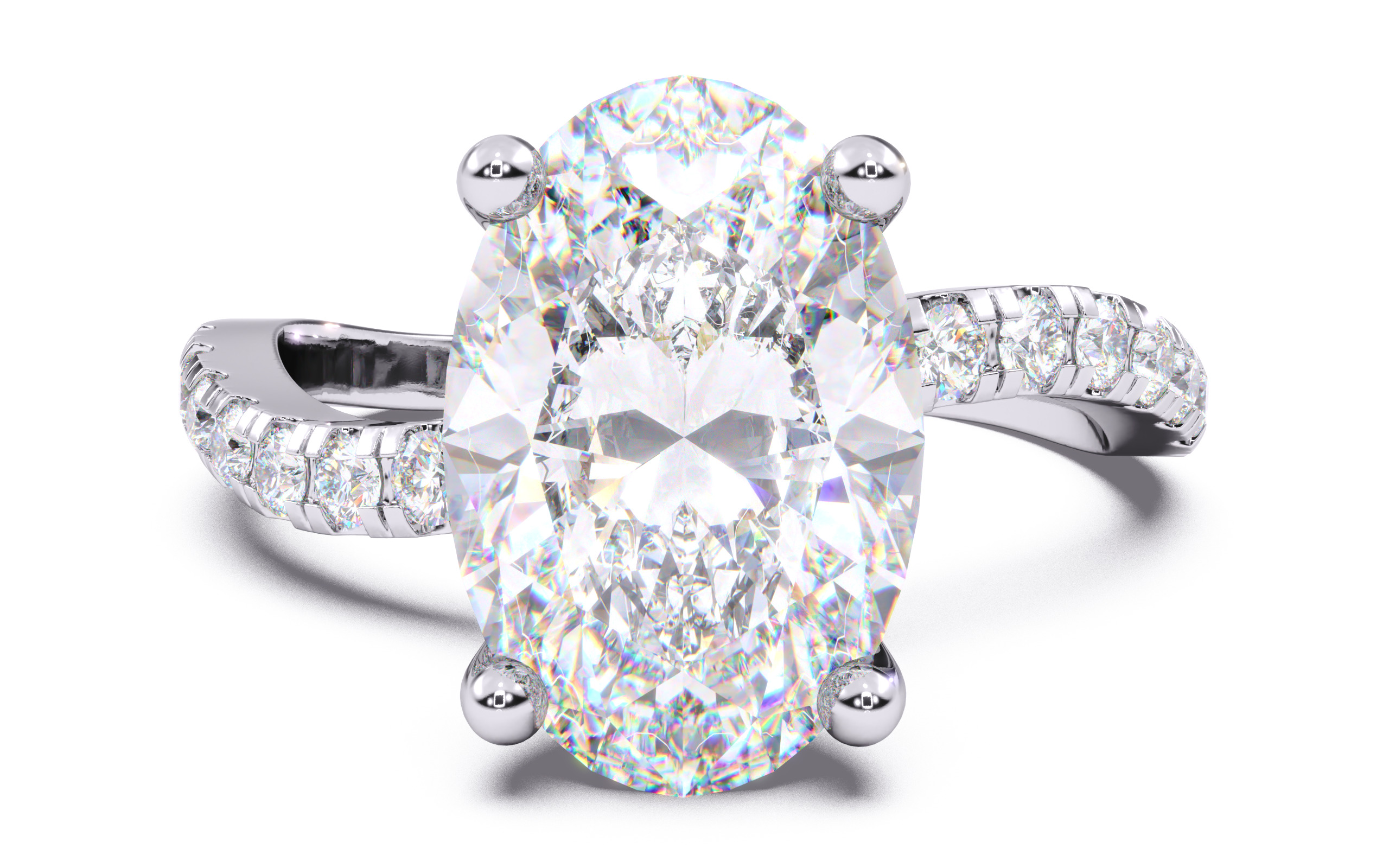 Oval Diamond Pave Setting Solitaire Ring  3D print model_13