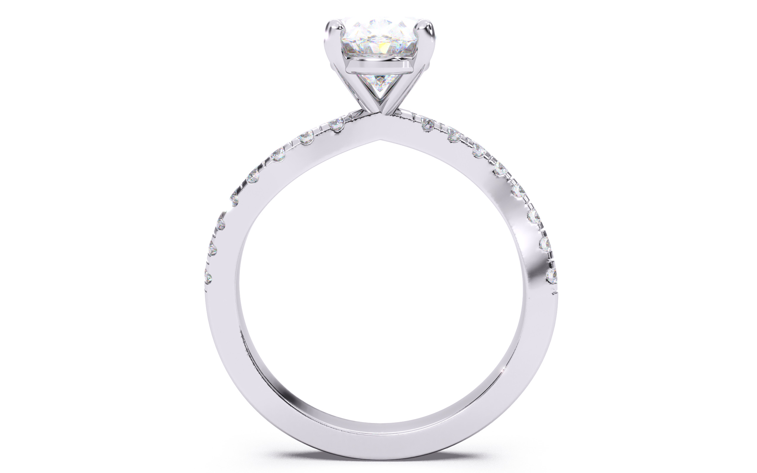 Oval Diamond Pave Setting Solitaire Ring  3D print model_7
