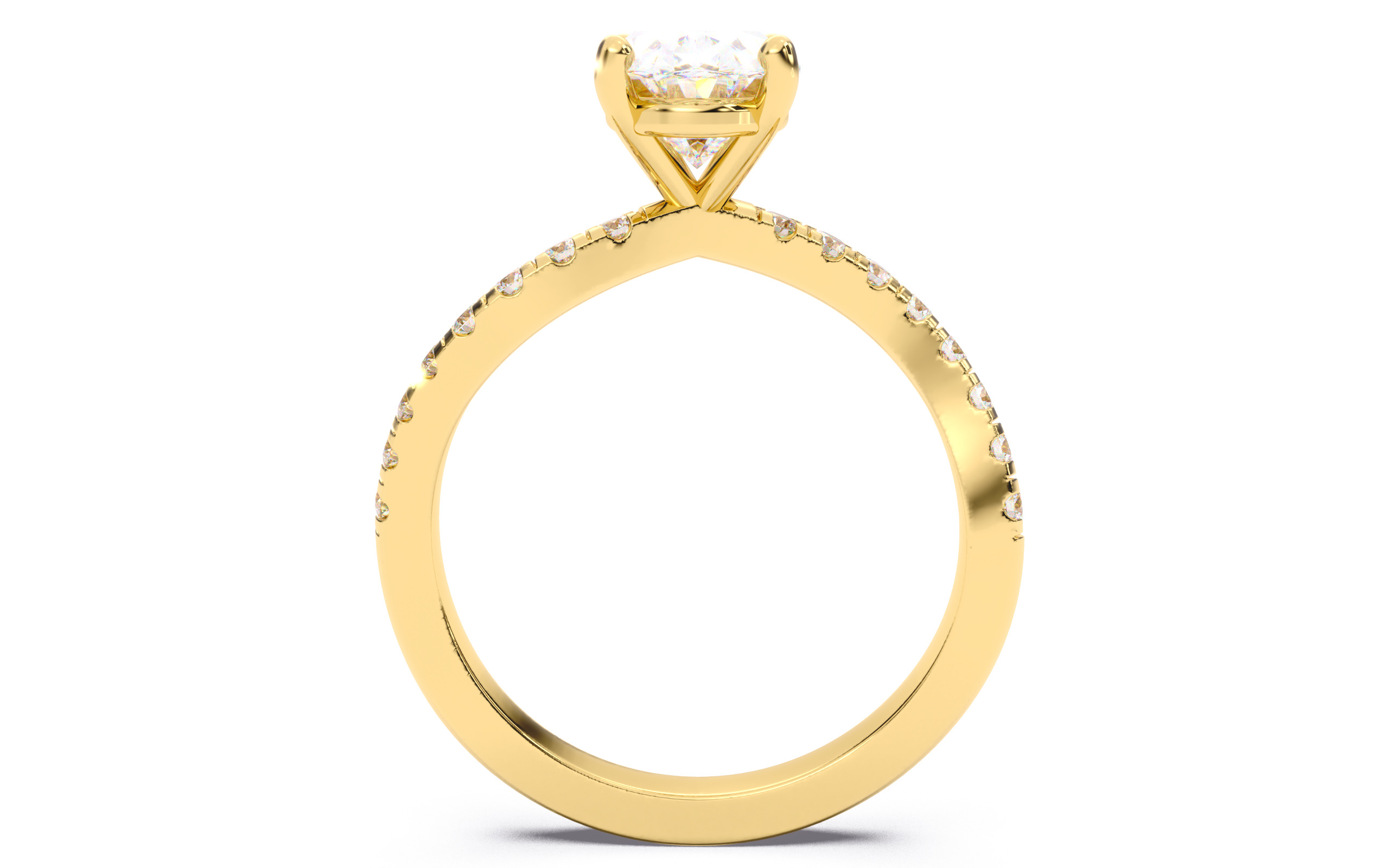 Oval Diamond Pave Setting Solitaire Ring  3D print model_5