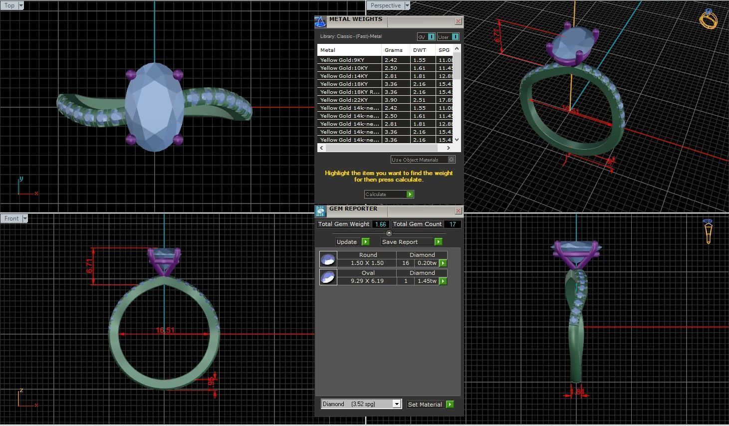 Oval Diamond Pave Setting Solitaire Ring  3D print model_1