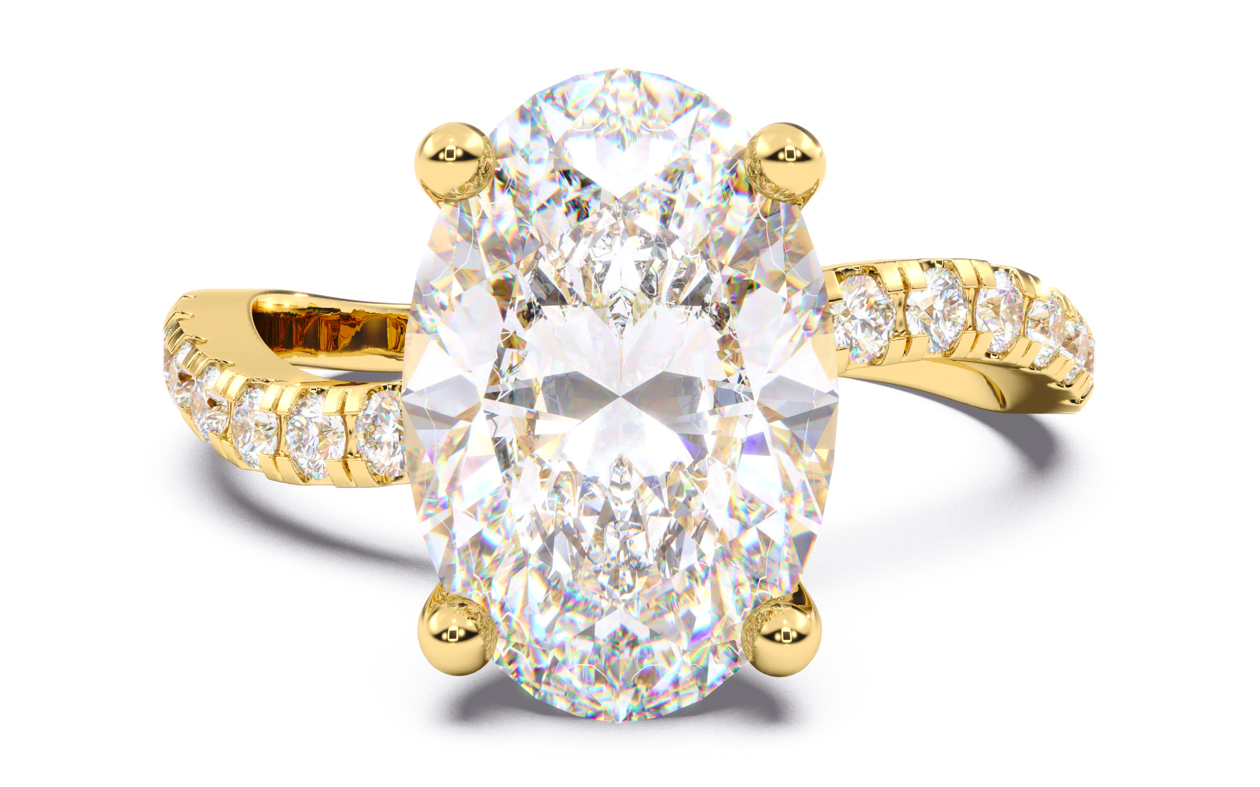 Oval Diamond Pave Setting Solitaire Ring  3D print model_15