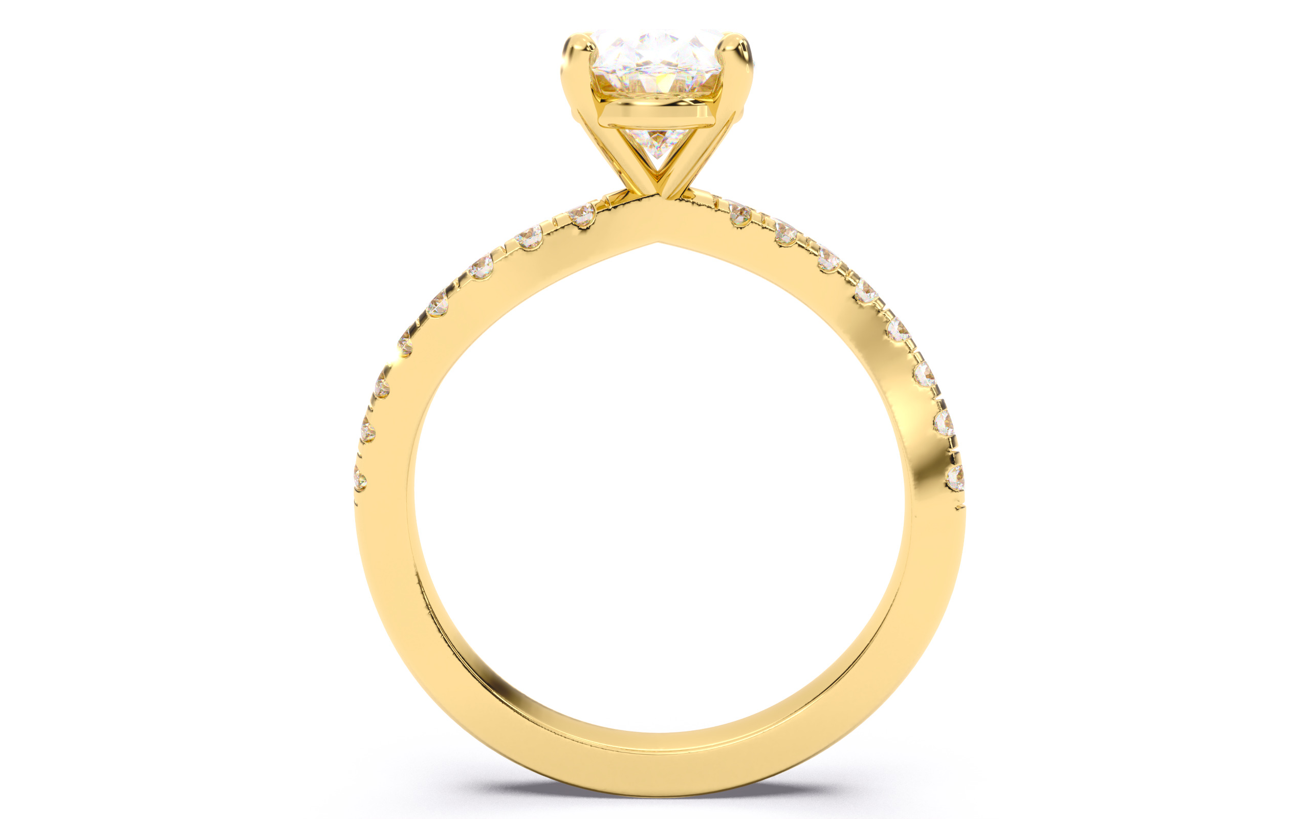 Oval Diamond Pave Setting Solitaire Ring  3D print model_6
