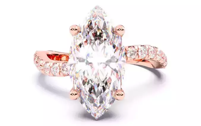 Marquise Diamond Pave Setting Solitaire Ring  3D print model
