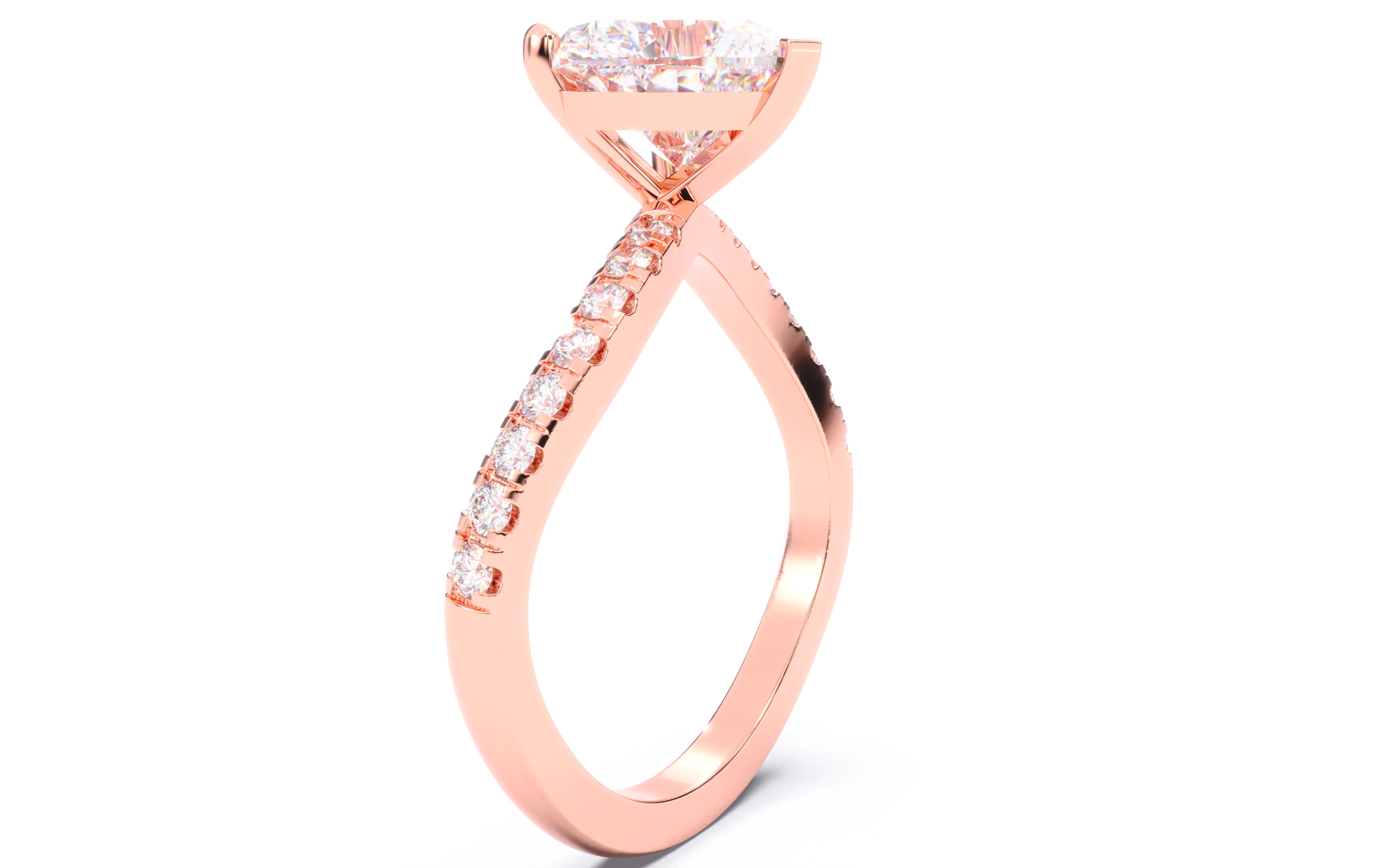Heart Diamond Pave Setting Solitaire Ring  3D print model_20