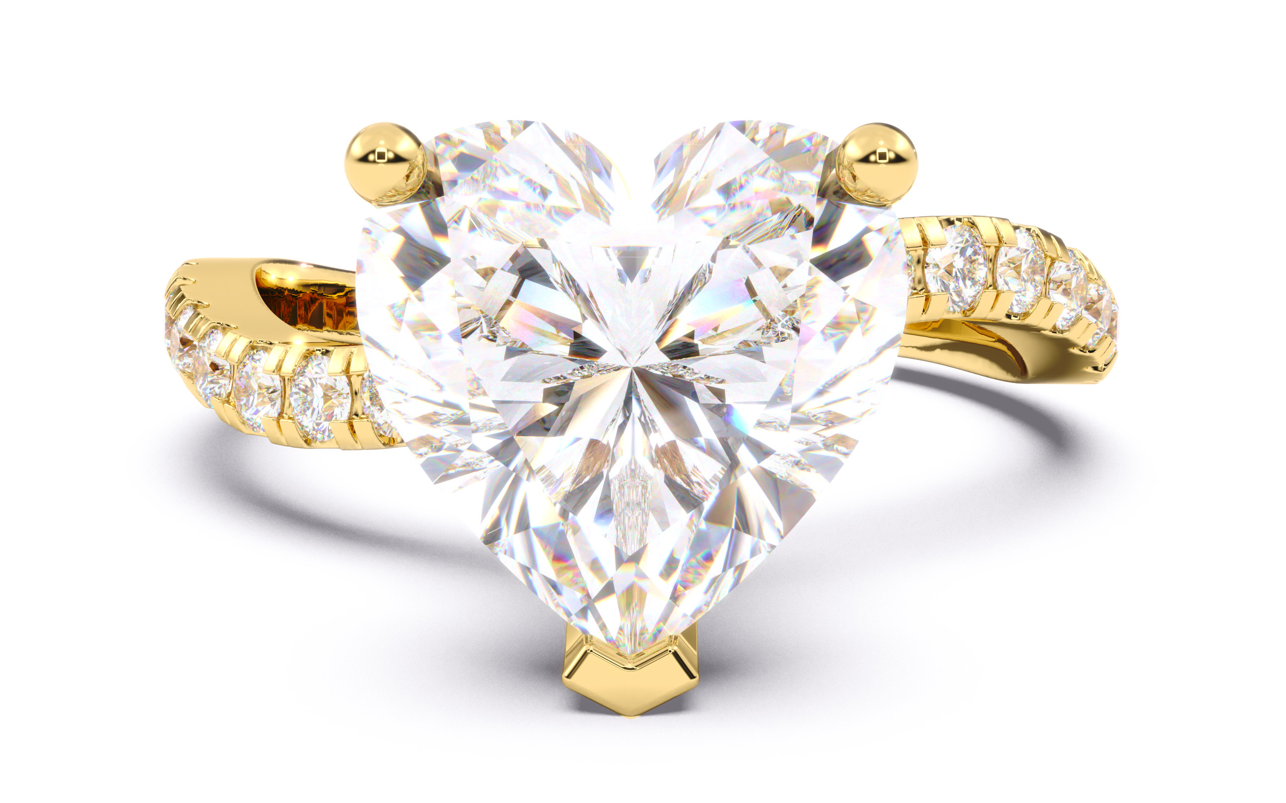 Heart Diamond Pave Setting Solitaire Ring  3D print model_16