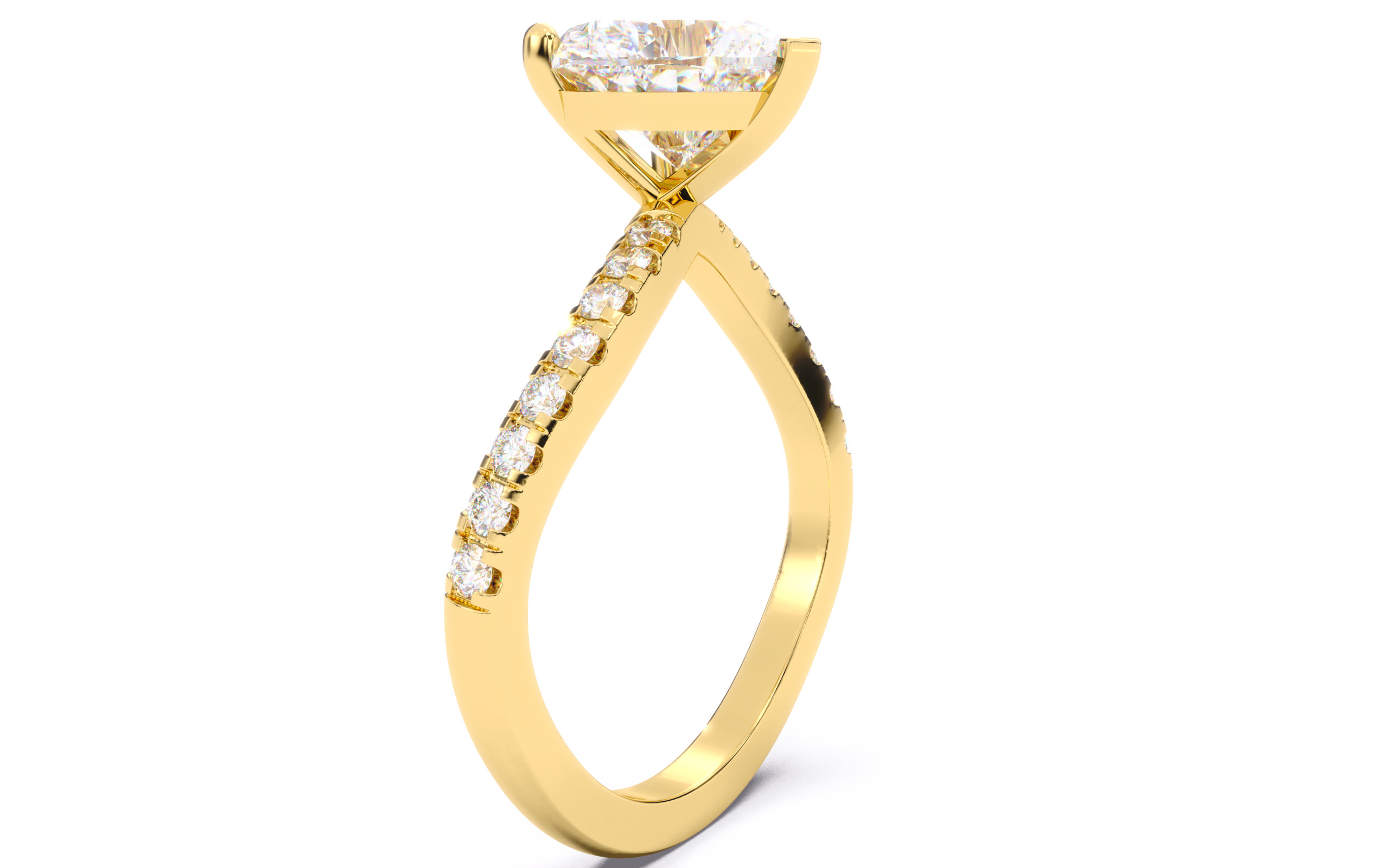 Heart Diamond Pave Setting Solitaire Ring  3D print model_17