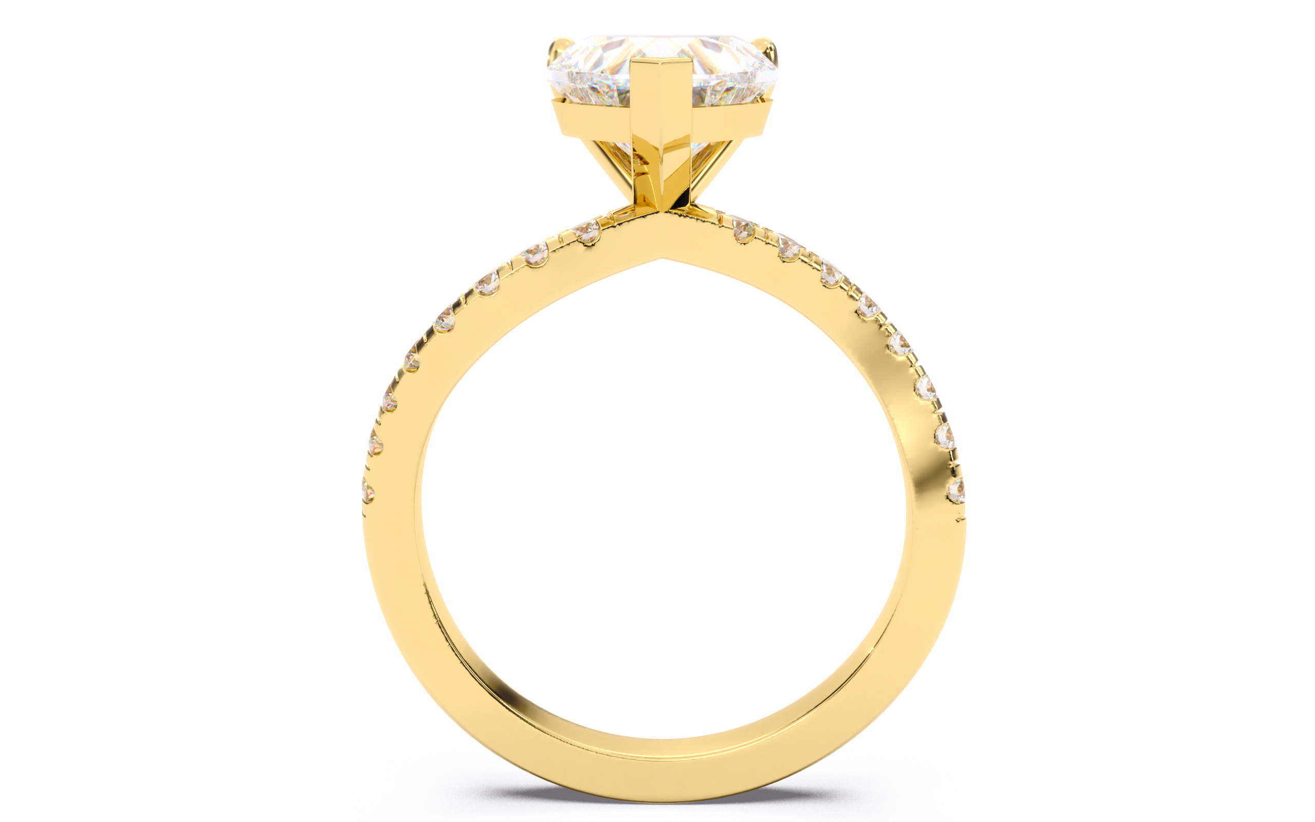 Heart Diamond Pave Setting Solitaire Ring  3D print model_5
