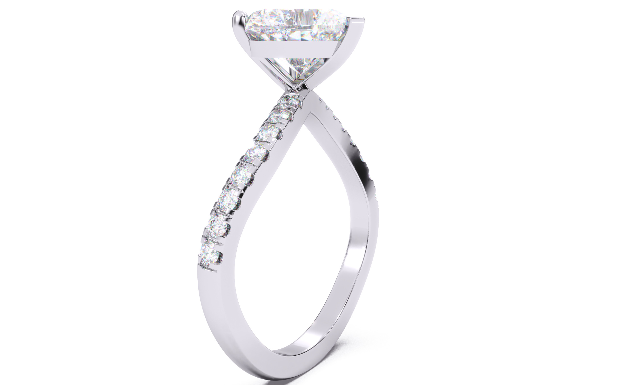 Heart Diamond Pave Setting Solitaire Ring  3D print model_12