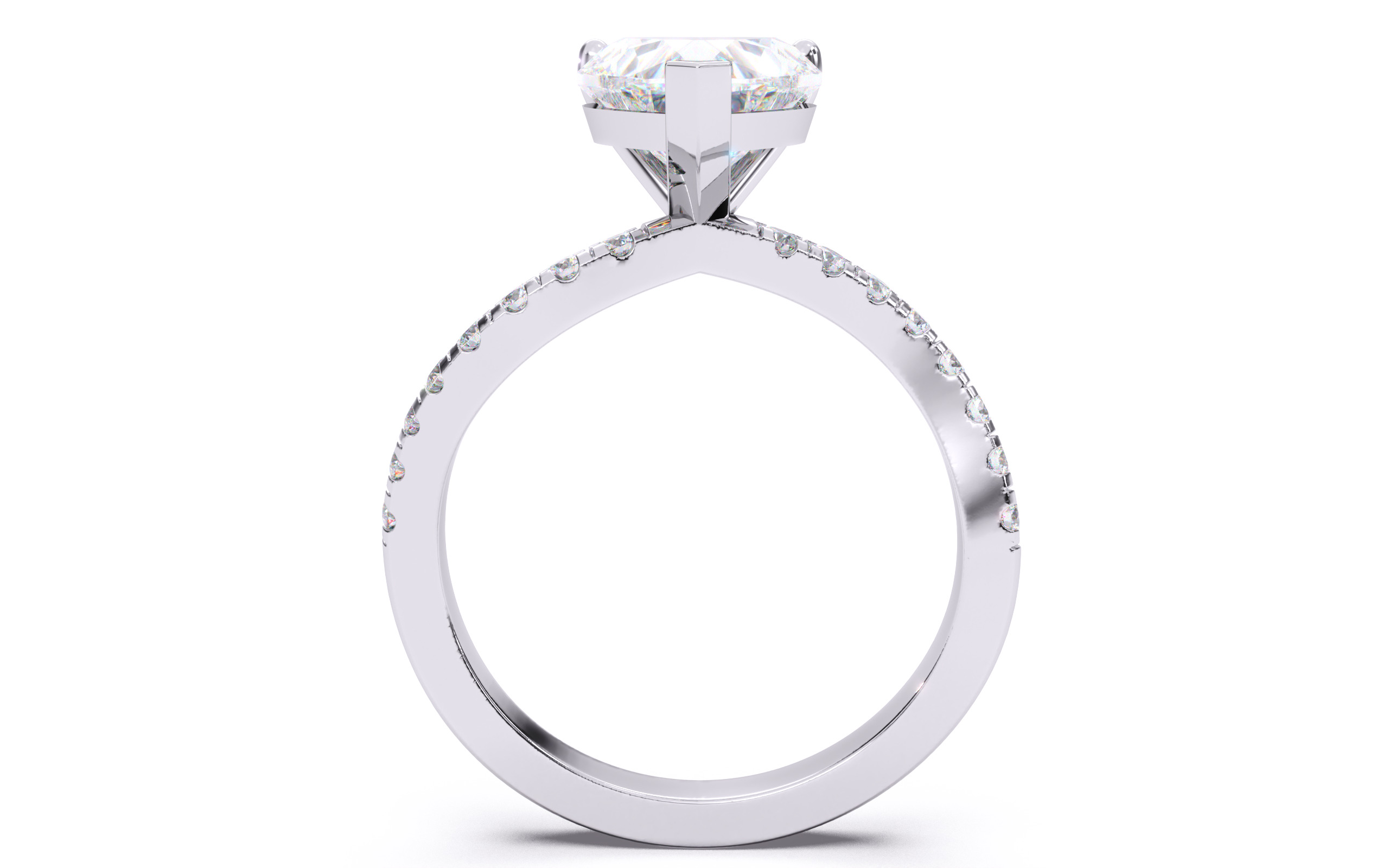 Heart Diamond Pave Setting Solitaire Ring  3D print model_8