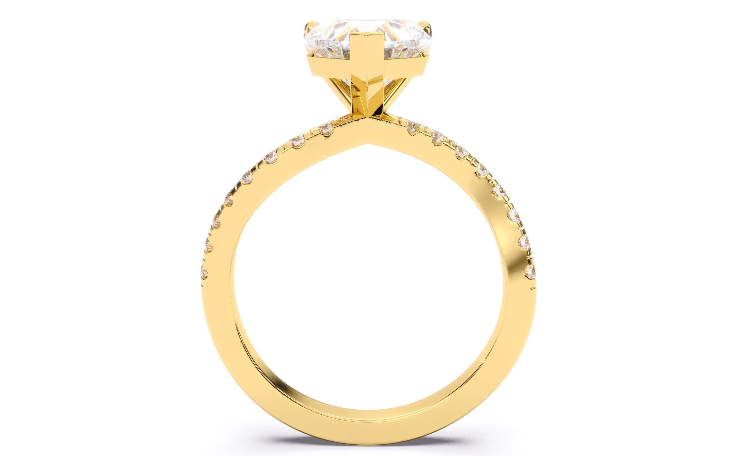 Heart Diamond Pave Setting Solitaire Ring  3D print model_6