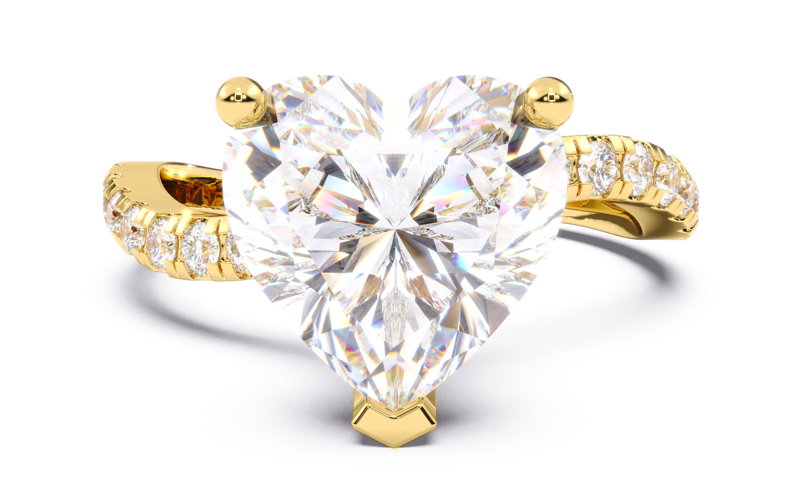 Heart Diamond Pave Setting Solitaire Ring  3D print model_15