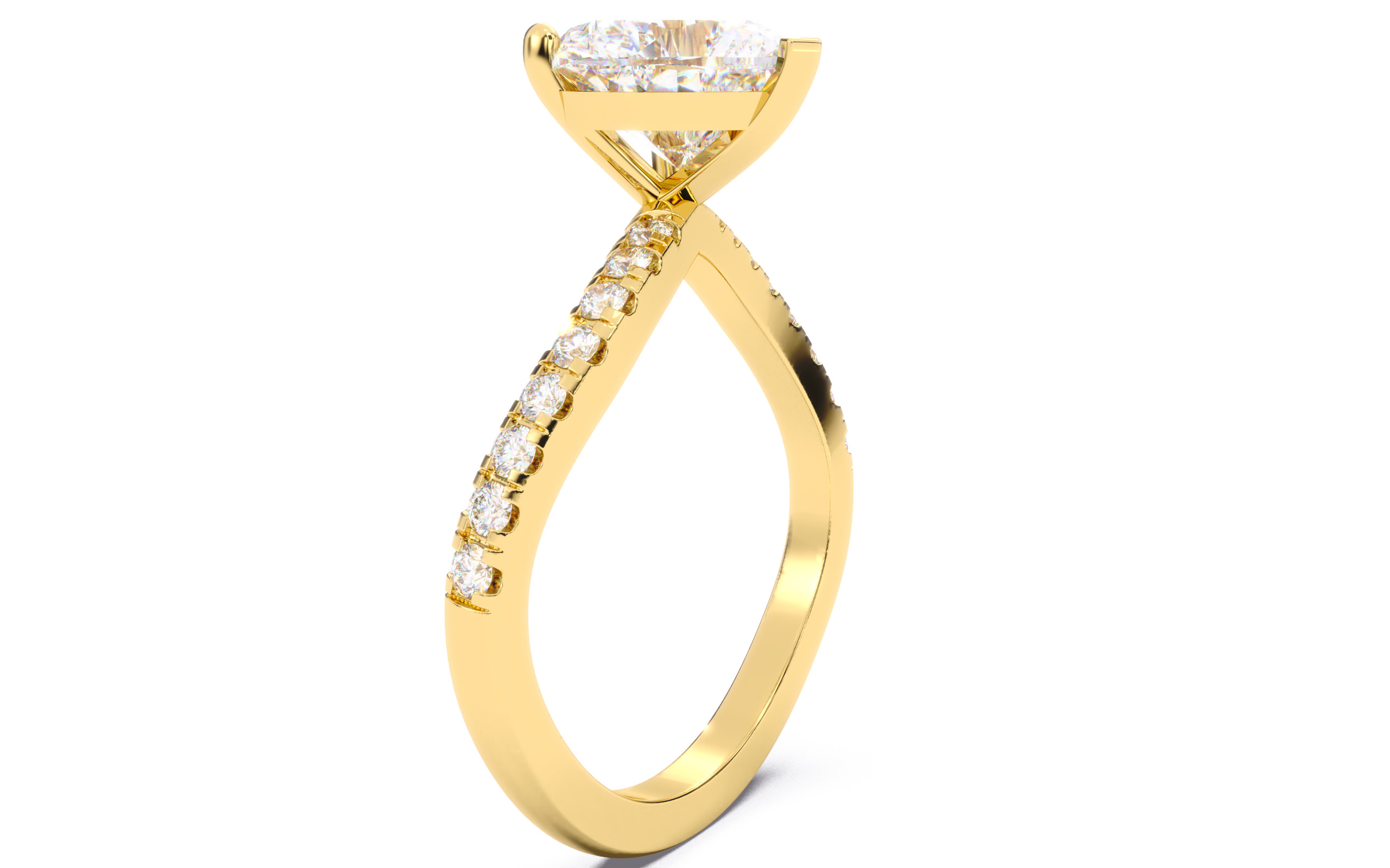 Heart Diamond Pave Setting Solitaire Ring  3D print model_2