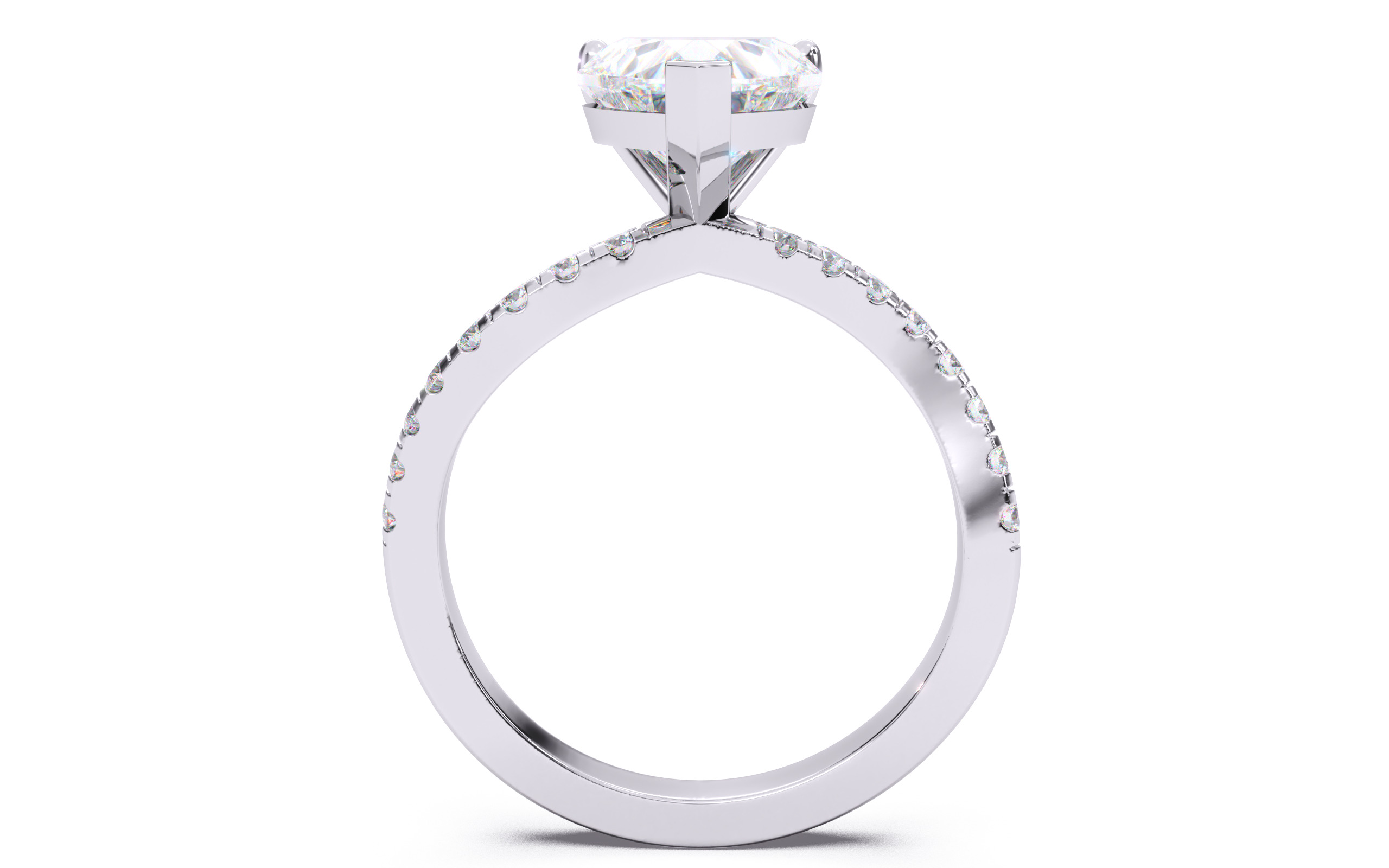 Heart Diamond Pave Setting Solitaire Ring  3D print model_7