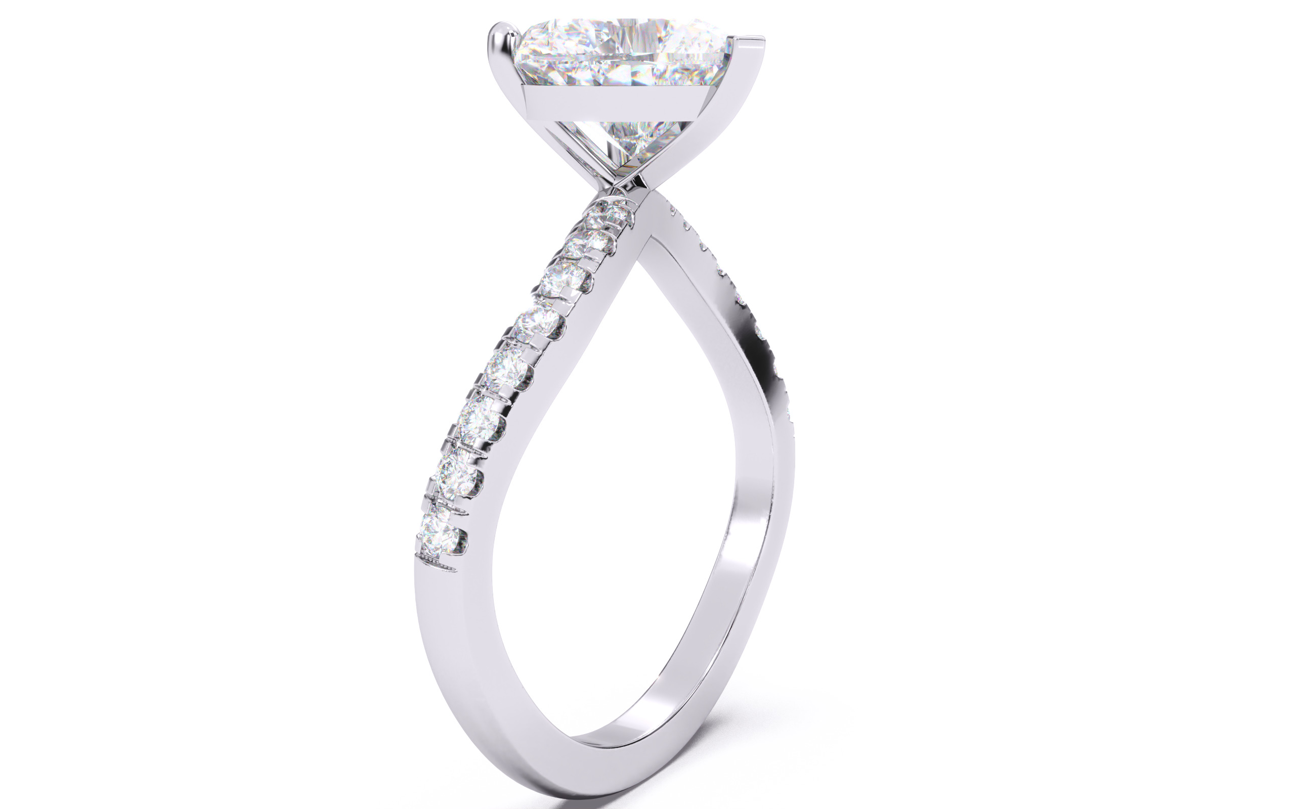 Heart Diamond Pave Setting Solitaire Ring  3D print model_18