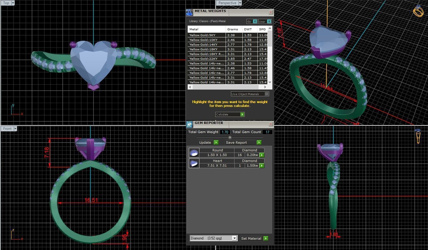 Heart Diamond Pave Setting Solitaire Ring  3D print model_1