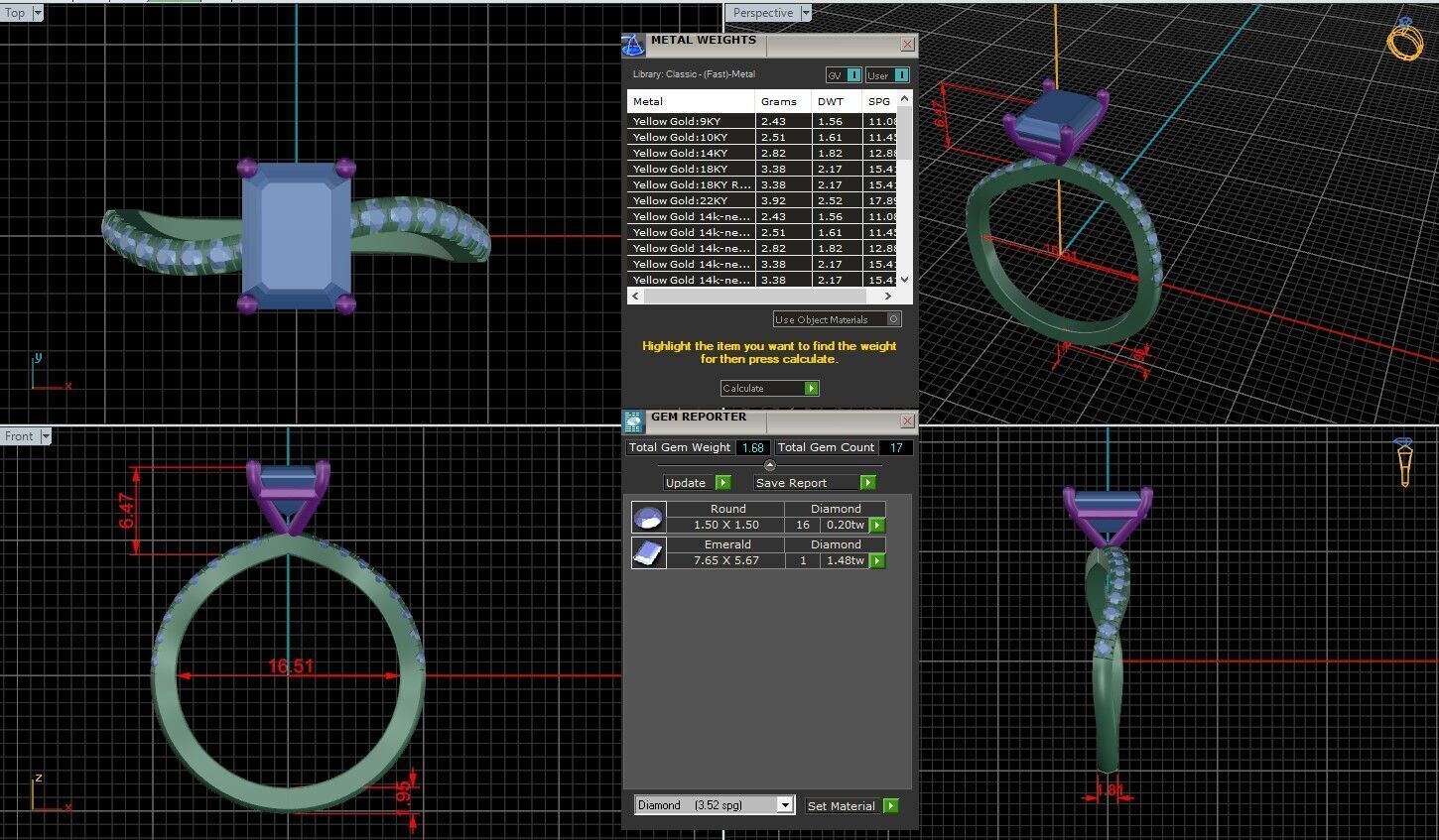 Emerald Diamond Pave Setting Solitaire Ring 3D print model_25