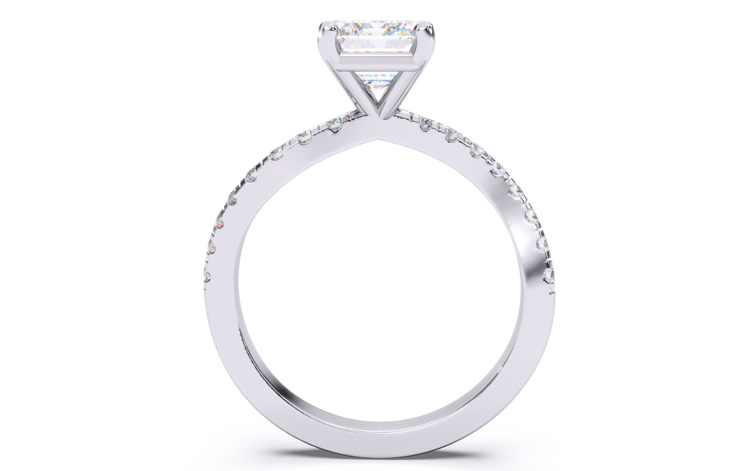Emerald Diamond Pave Setting Solitaire Ring 3D print model_8