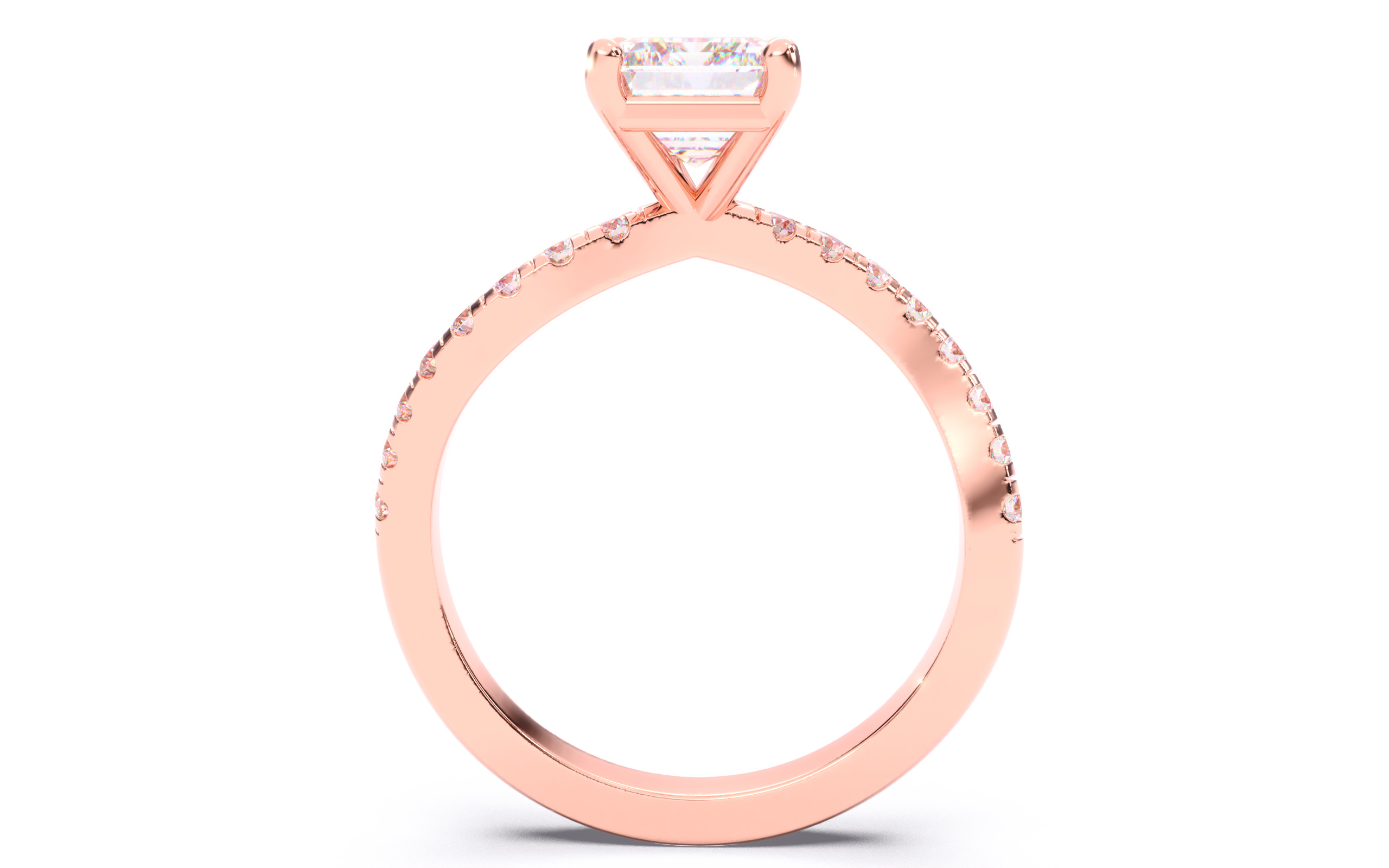 Emerald Diamond Pave Setting Solitaire Ring 3D print model_10