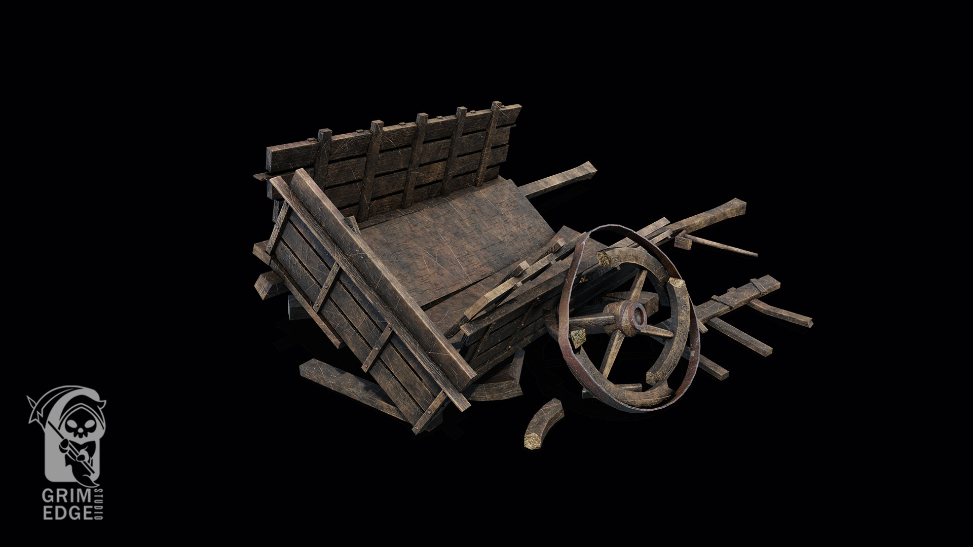 Broken Wagon Low-poly 3D model_2