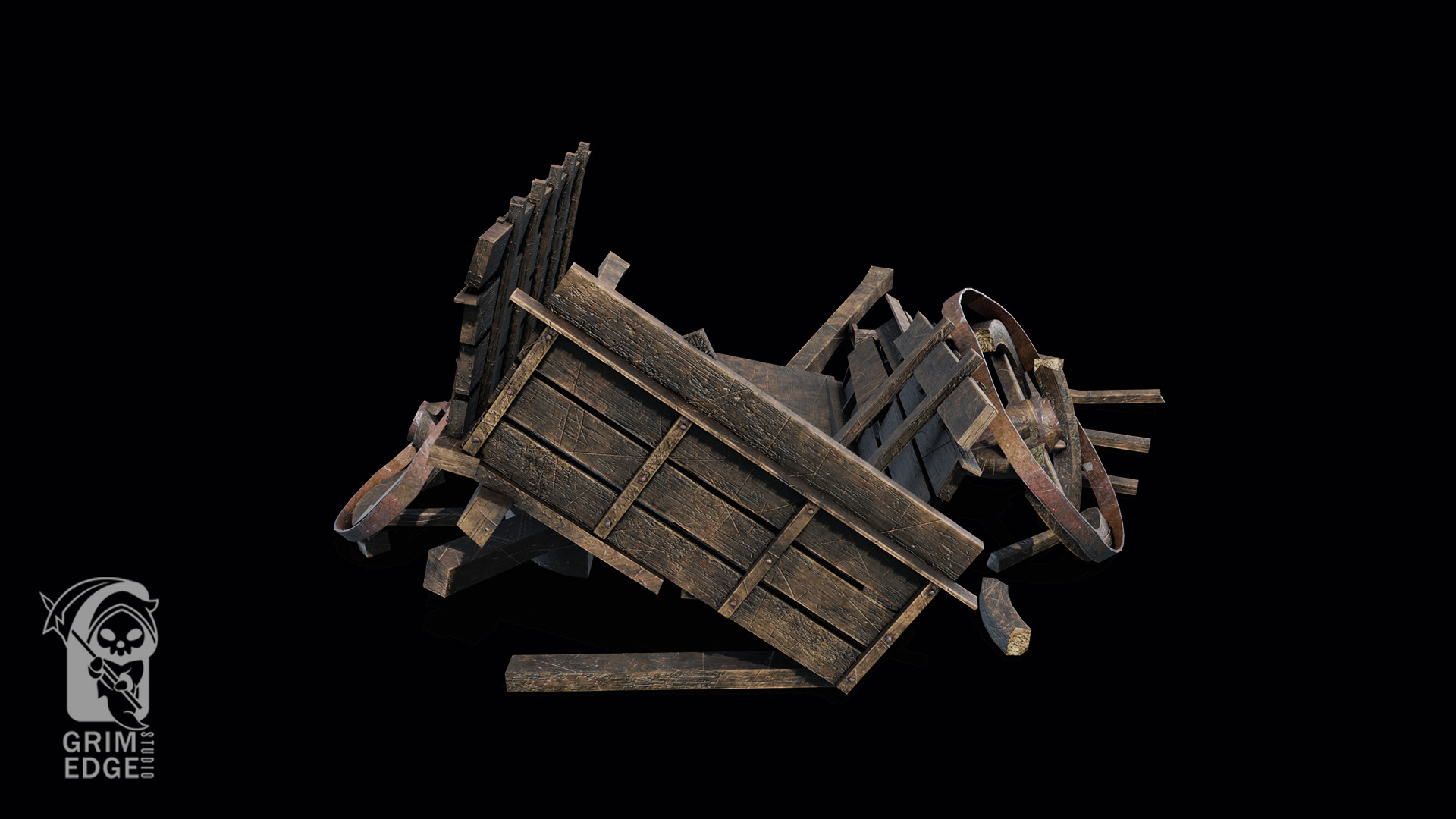 Broken Wagon Low-poly 3D model_5