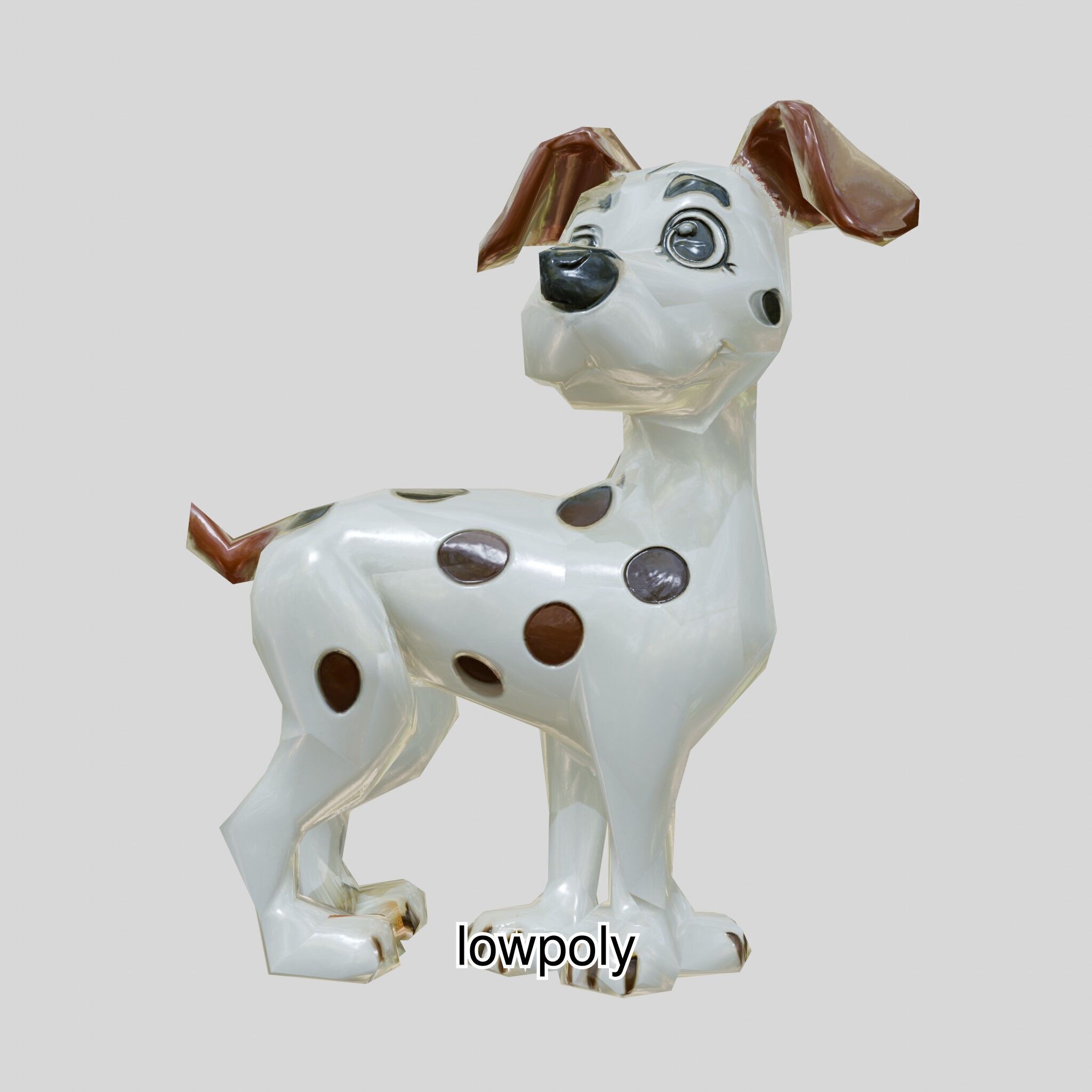 Cartoon Dalmatian Dog 3D Character Model Low-poly 3D model_9