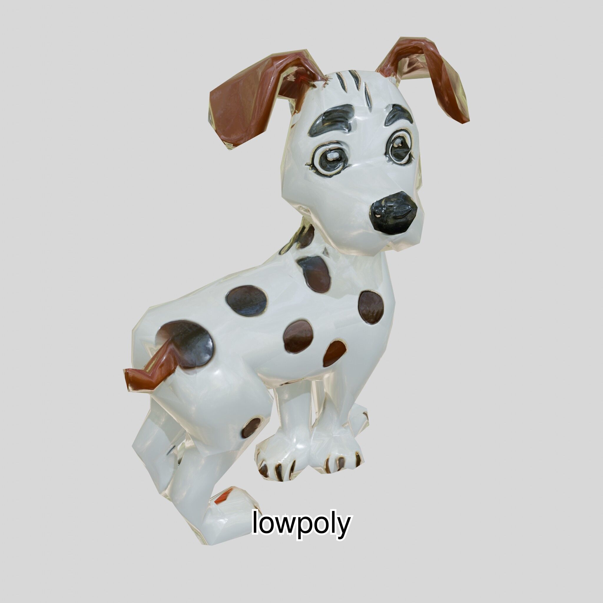 Cartoon Dalmatian Dog 3D Character Model Low-poly 3D model_4