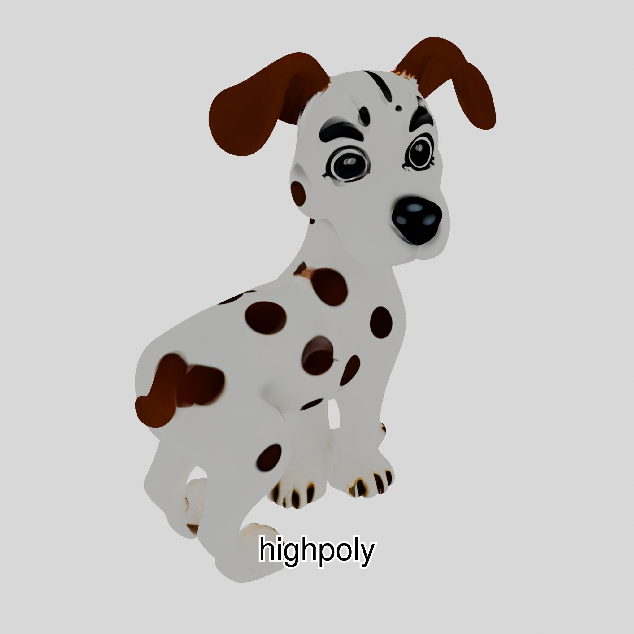 Cartoon Dalmatian Dog 3D Character Model Low-poly 3D model_48