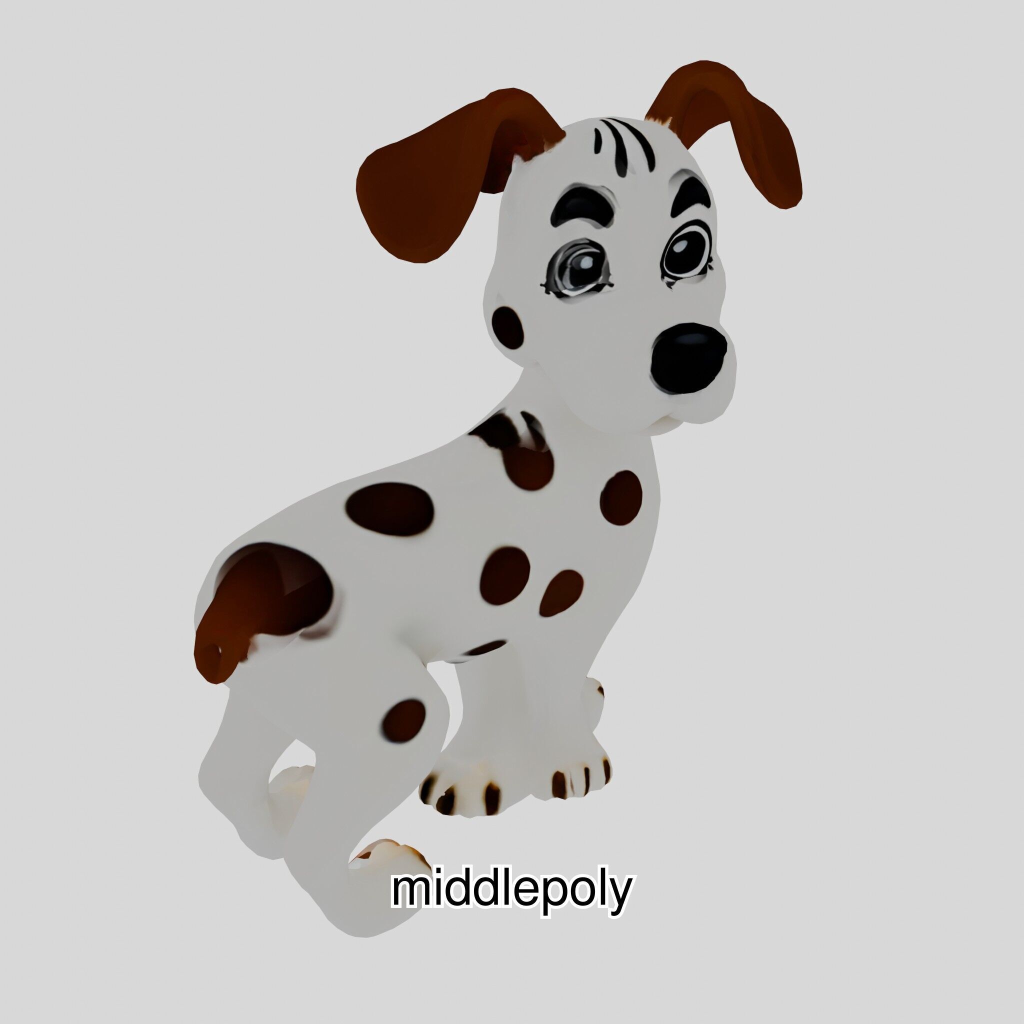 Cartoon Dalmatian Dog 3D Character Model Low-poly 3D model_31